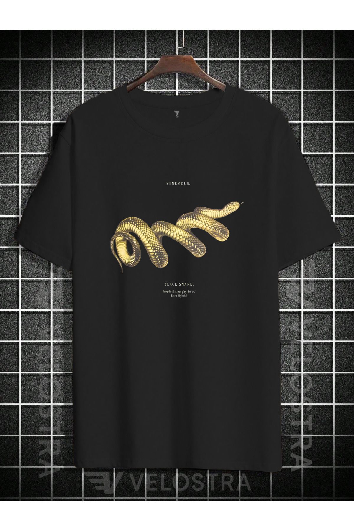 Velostra Unisex Altın Yılan Baskılı Oversize T-shirt