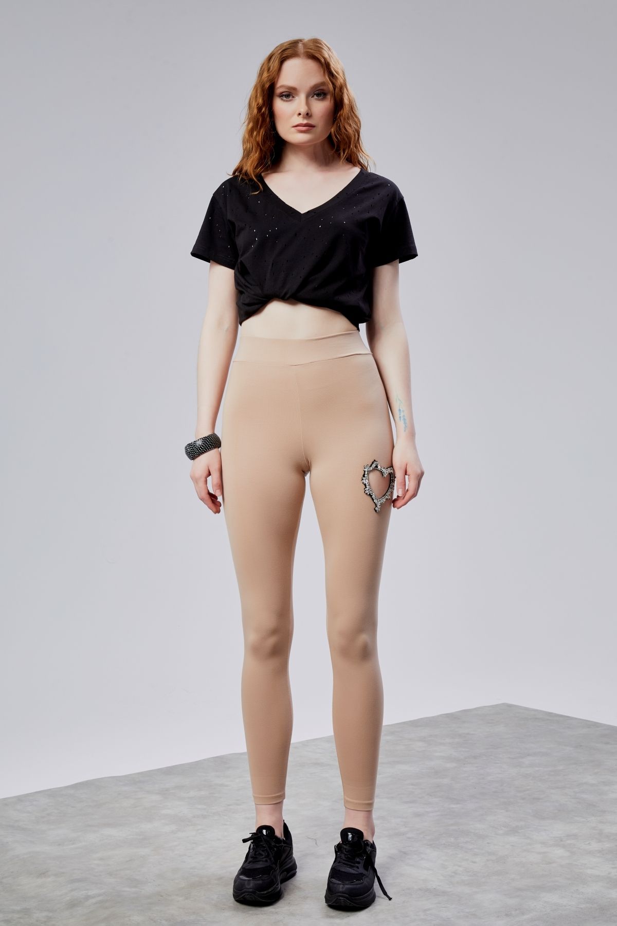 TF The Fancy For You Kadın Kalp Detaylı Yüksek Bel Slim Fit Tayt