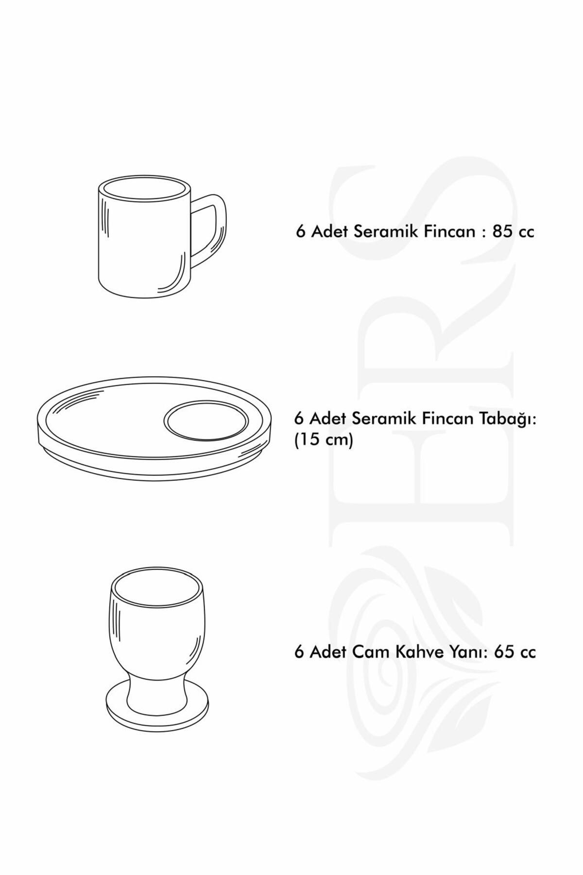 Erbaşlar-Love Bird Red Coffee Side Cup 18 Piece Coffee Cup Set for 6 People, Set 2