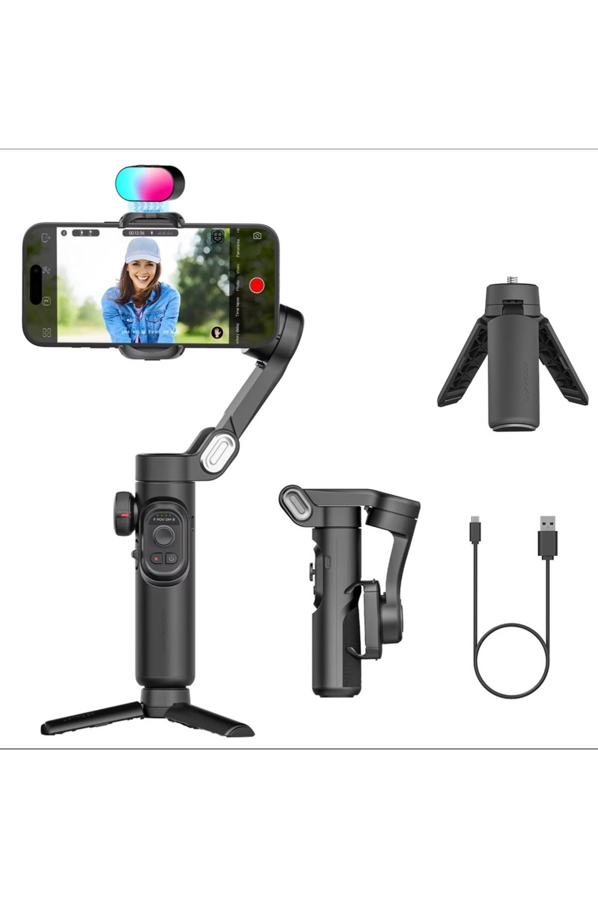 Choice-With RGB lights AOCHUAN 3-Axis Handheld Gimbal Stabilizer SmartXE for Smartphone for iPhone Android 1