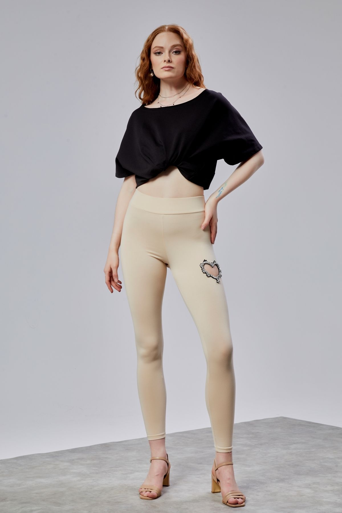 TF The Fancy For You Kadın Kalp Detaylı Yüksek Bel Slim Fit Tayt