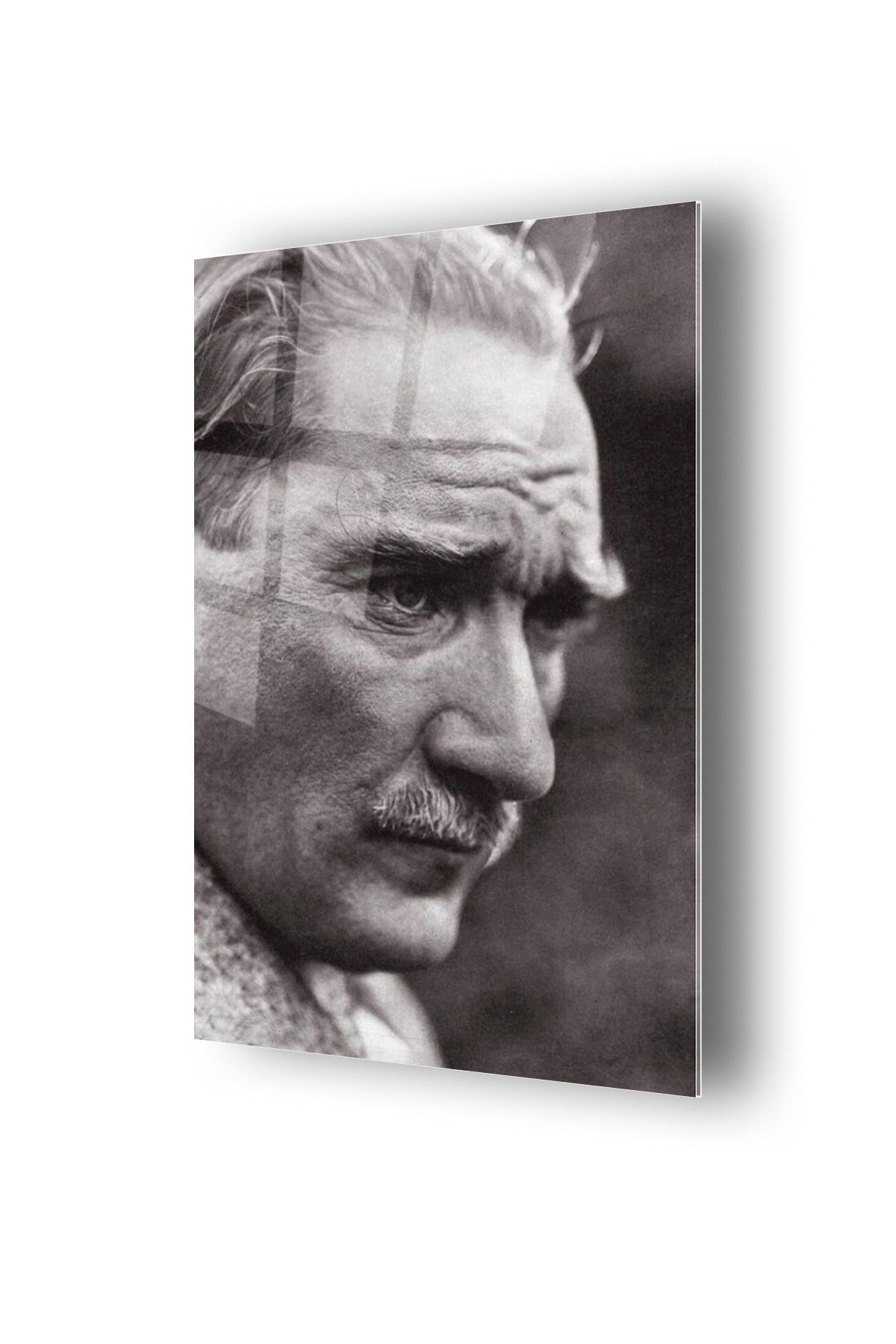 no77decor Atatürk Siyah Beyaz Temalı Dayanıklı Cam Tablo