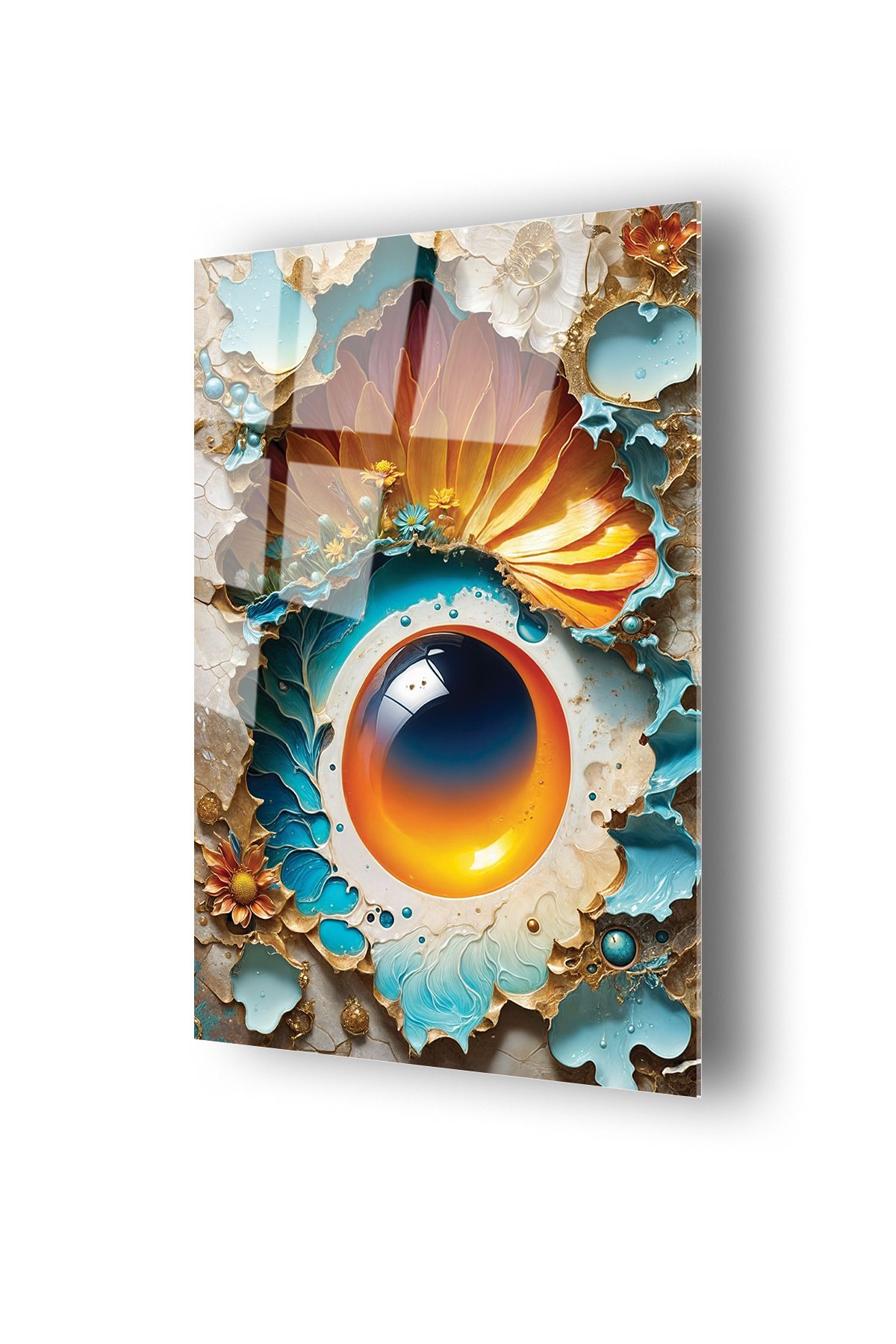 no77decor Modern Sanat Desenli Soft Renklerin Uyumu Cam Tablo