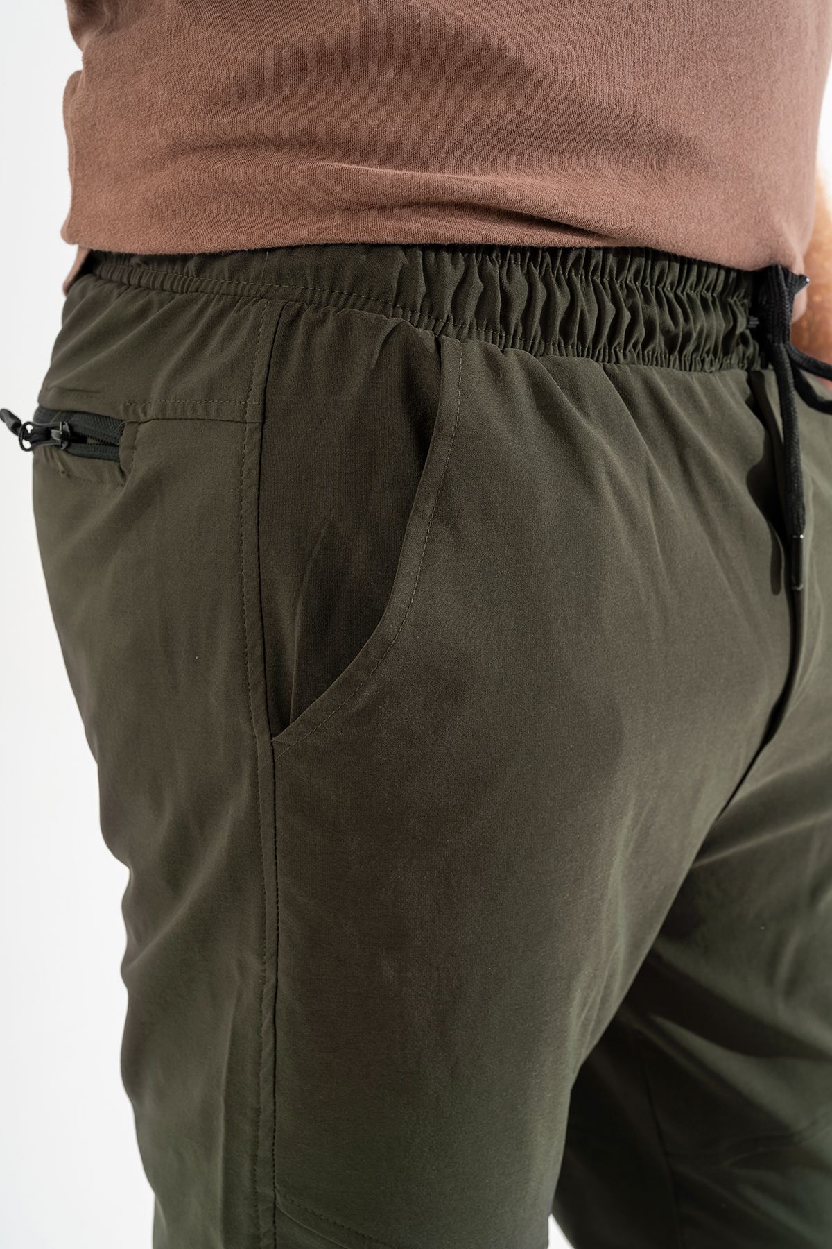 Souris-Men's Khaki Breathable Lycra Stretch Fabric Tight and Ankle-Cuff Jogger Pants 6