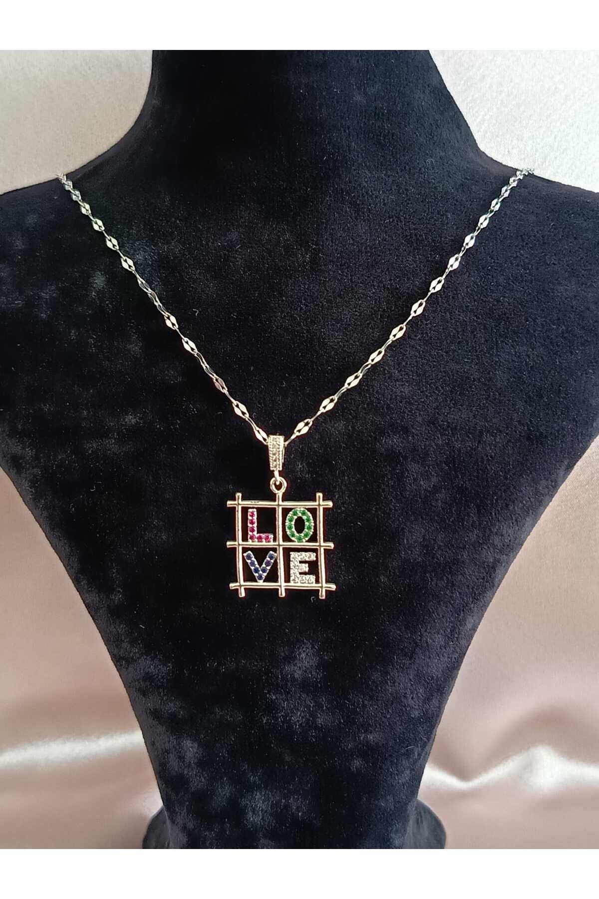 Canım kendim ÇERÇEVE MODEL ZİRKON RENKLİ TAŞLI KOLYE