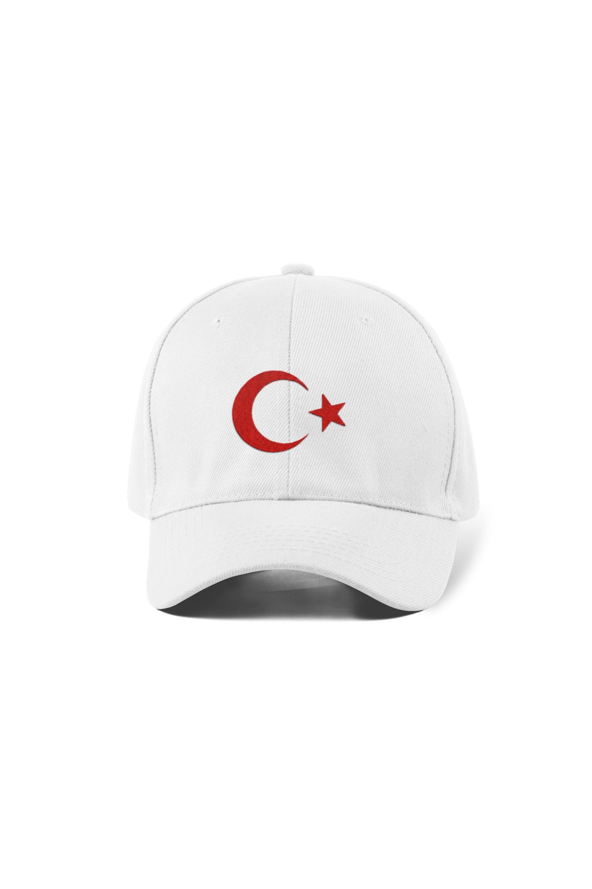 QUATEX Ay Yıldız Nakışlı Beyaz Spor Şapka Unisex Arkası Cırtlı Ayarlanabilir A Kalite Üründür