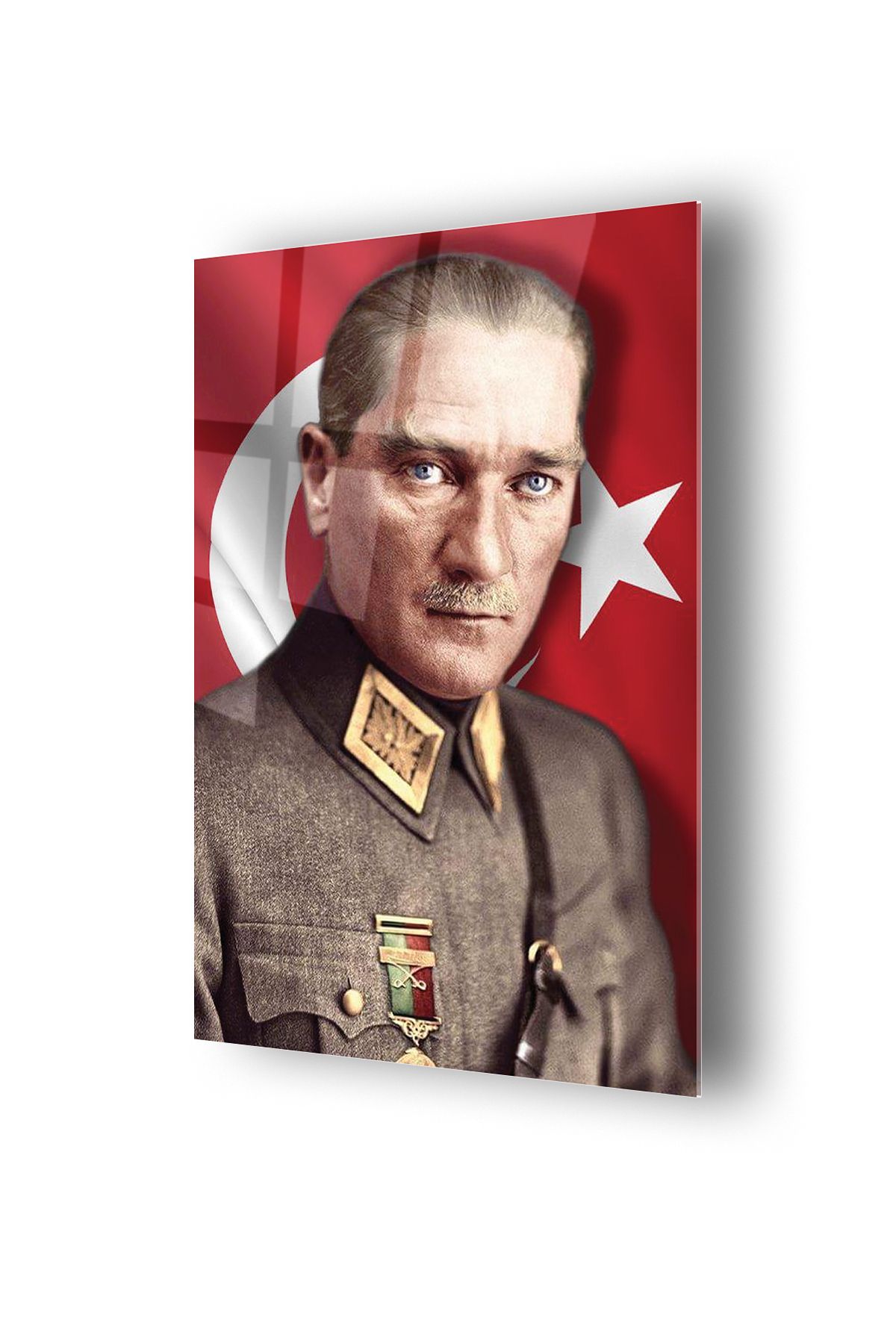 no77decor Atatürk Türk Bayrağı Temalı Dayanıklı Cam Tablo