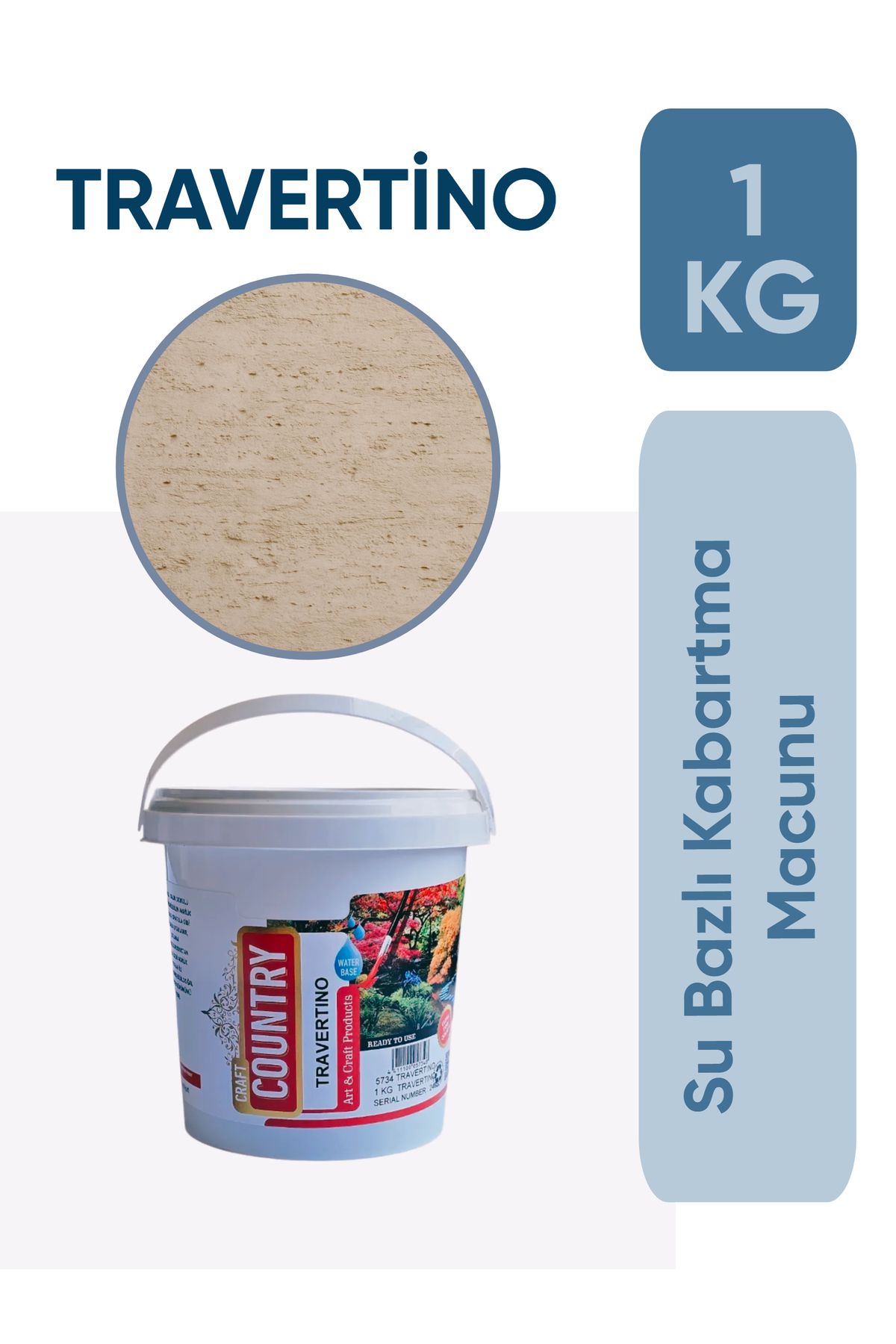 Craft Country Travertino Su Bazlı Kabartma Macunu 1KG