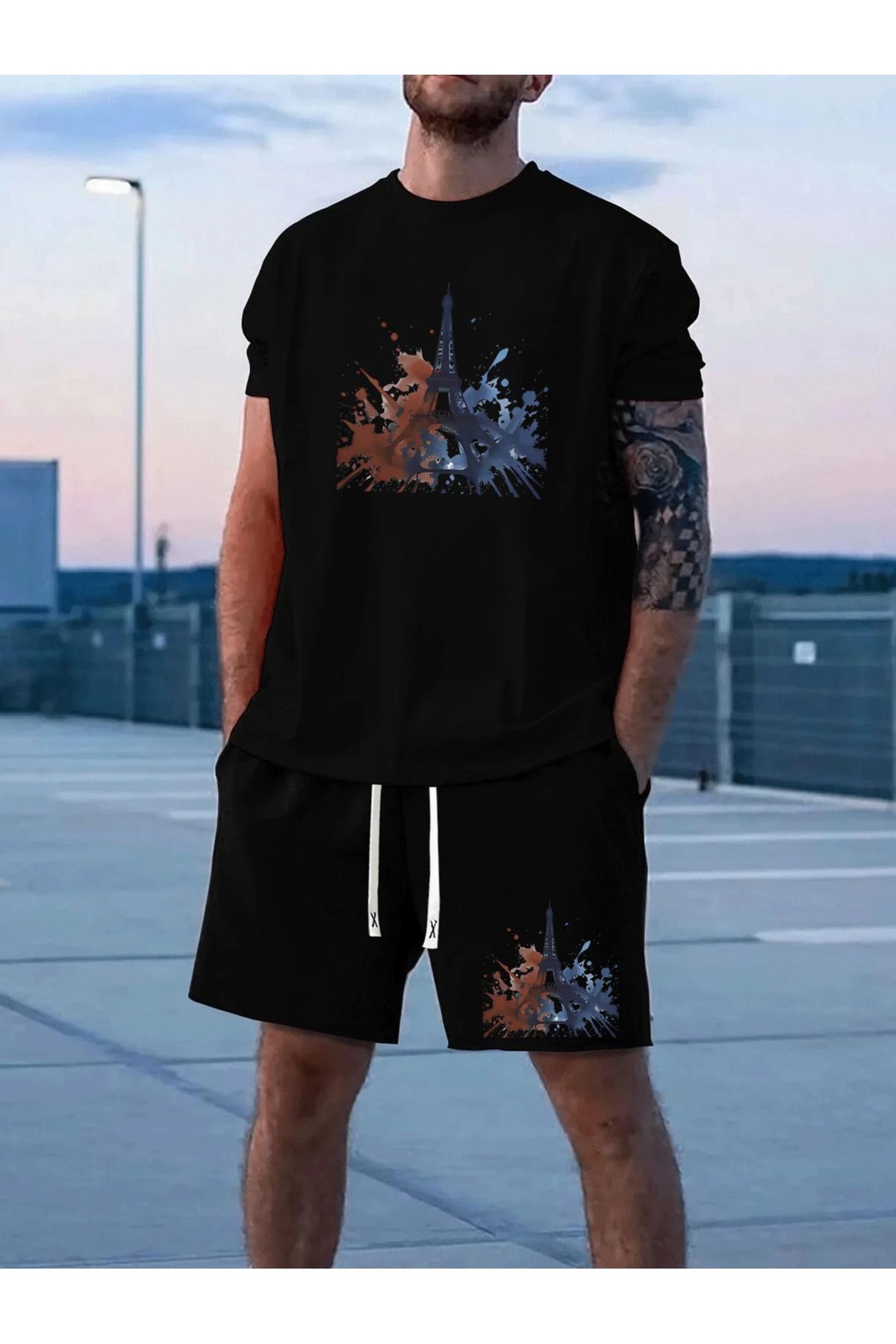 aynewmoda Erkek Yaz Modası Günlük Takım, Şık ve Güzel, Kısa Kollu ve Şort Takımı