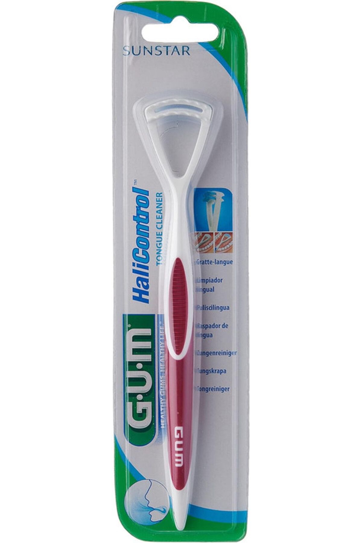 GUM-Hali Control Tounge Cleaner-2-in-1 brush and scraper removes the Surface Bacteria-Assorted Color 2