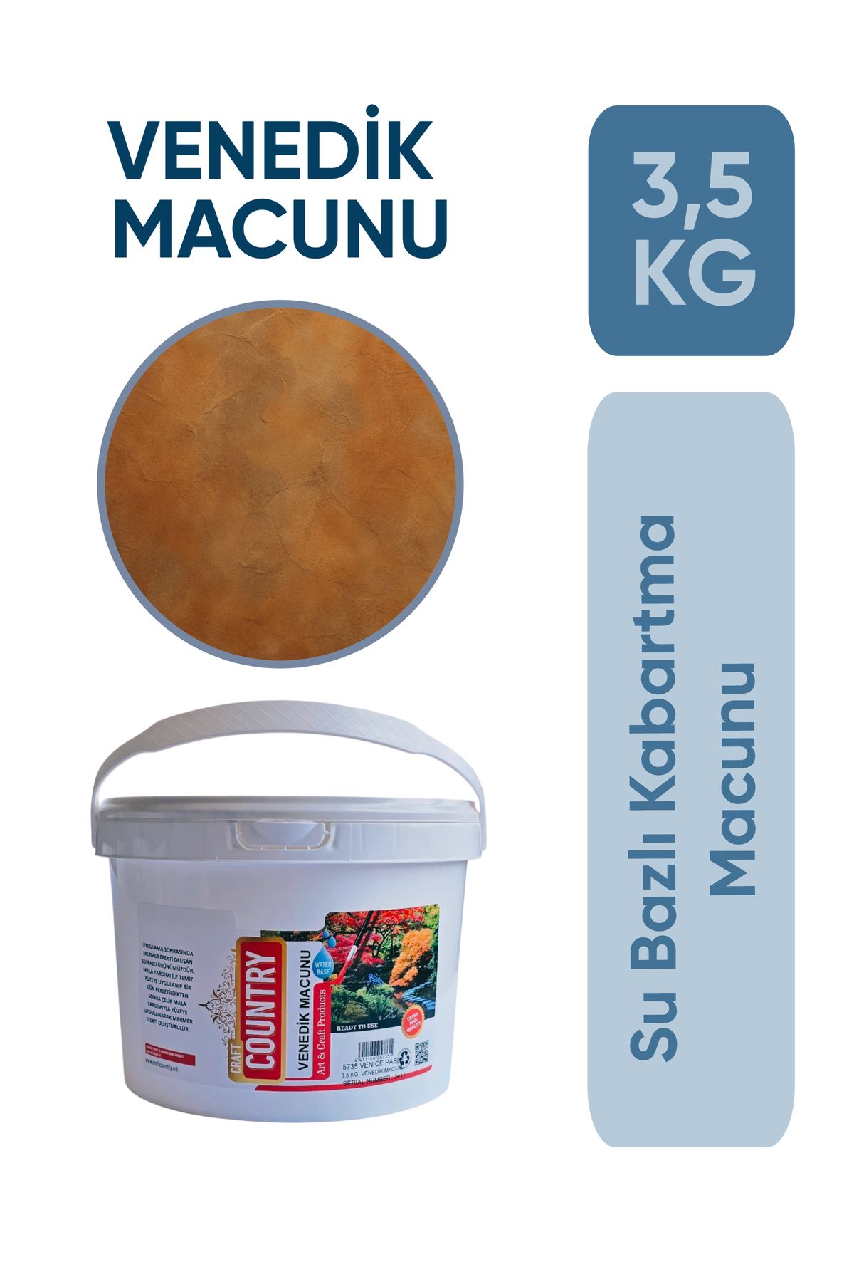 Craft Country Venedik Su Bazlı Kabartma Macunu 3,5KG