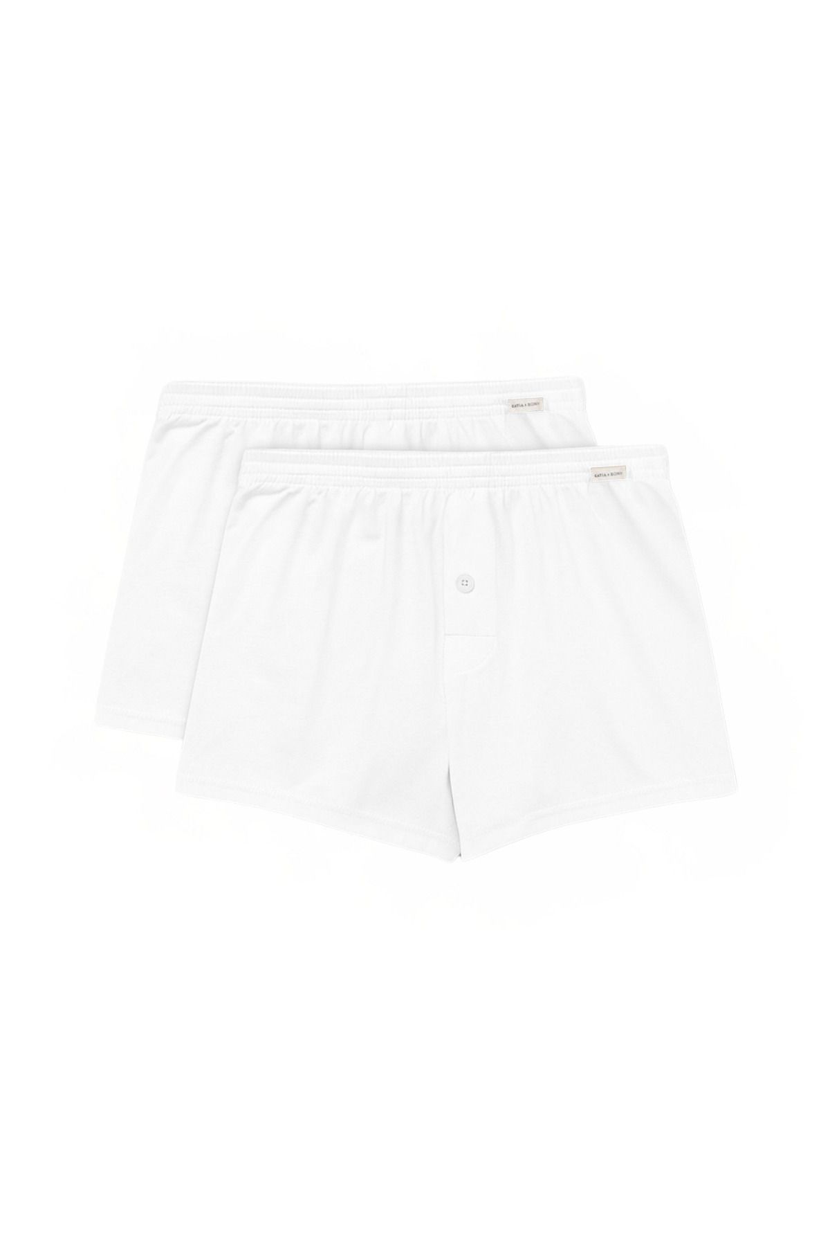 Katia&Bony 2'li Paket Basic Modal Loose Fit Erkek Boxer Beyaz/Beyaz