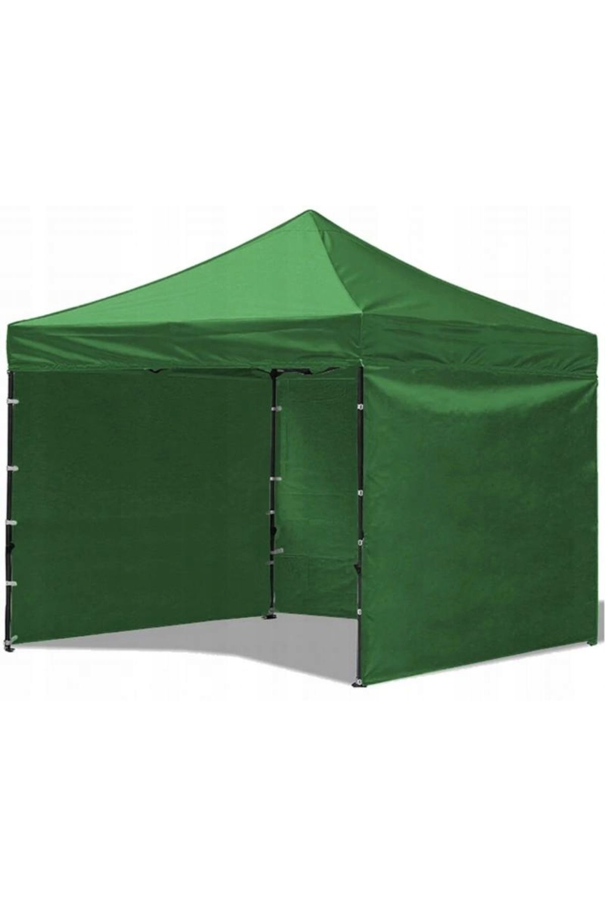 SERSIMO-Cort tip pavilion cu 3 pereti laterali, structura solida otel, 3x3 m cu inaltime reglabila, verde 8