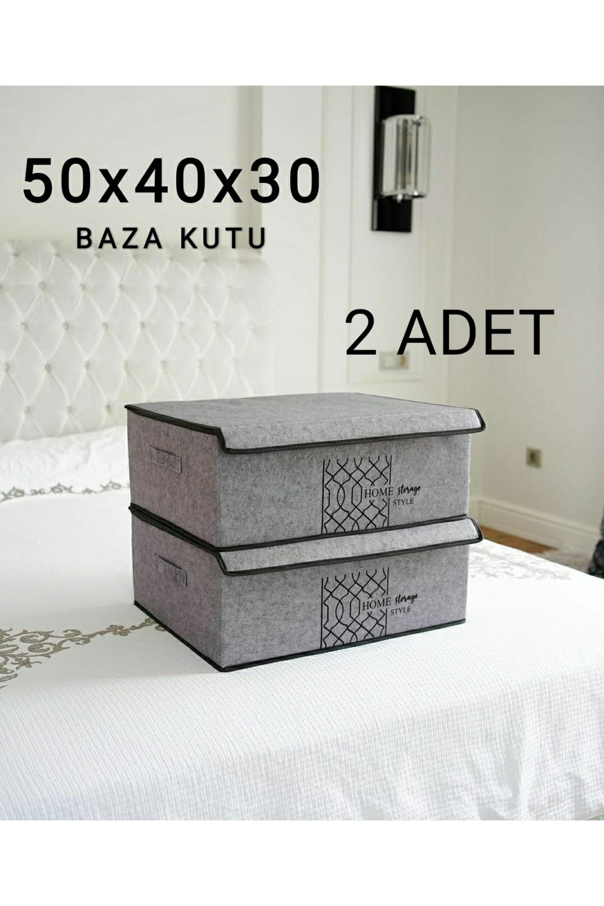 teknotrust Gri 50x40x19 Baza Kutu Düzenleyici Hurç, 2'li set