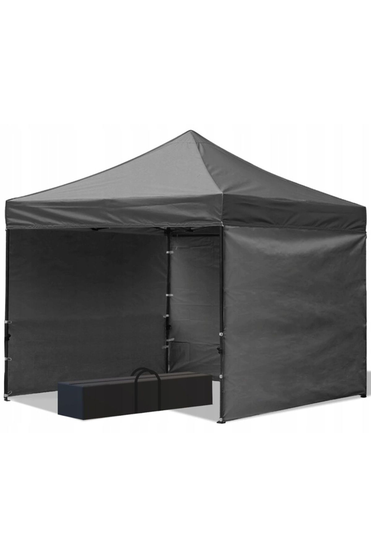 SERSIMO-Cort Tip Pavilion Cu 3 Pereti Laterali, Structura Solida Otel, 3x3 M Cu Inaltime Reglabila, Gri 6