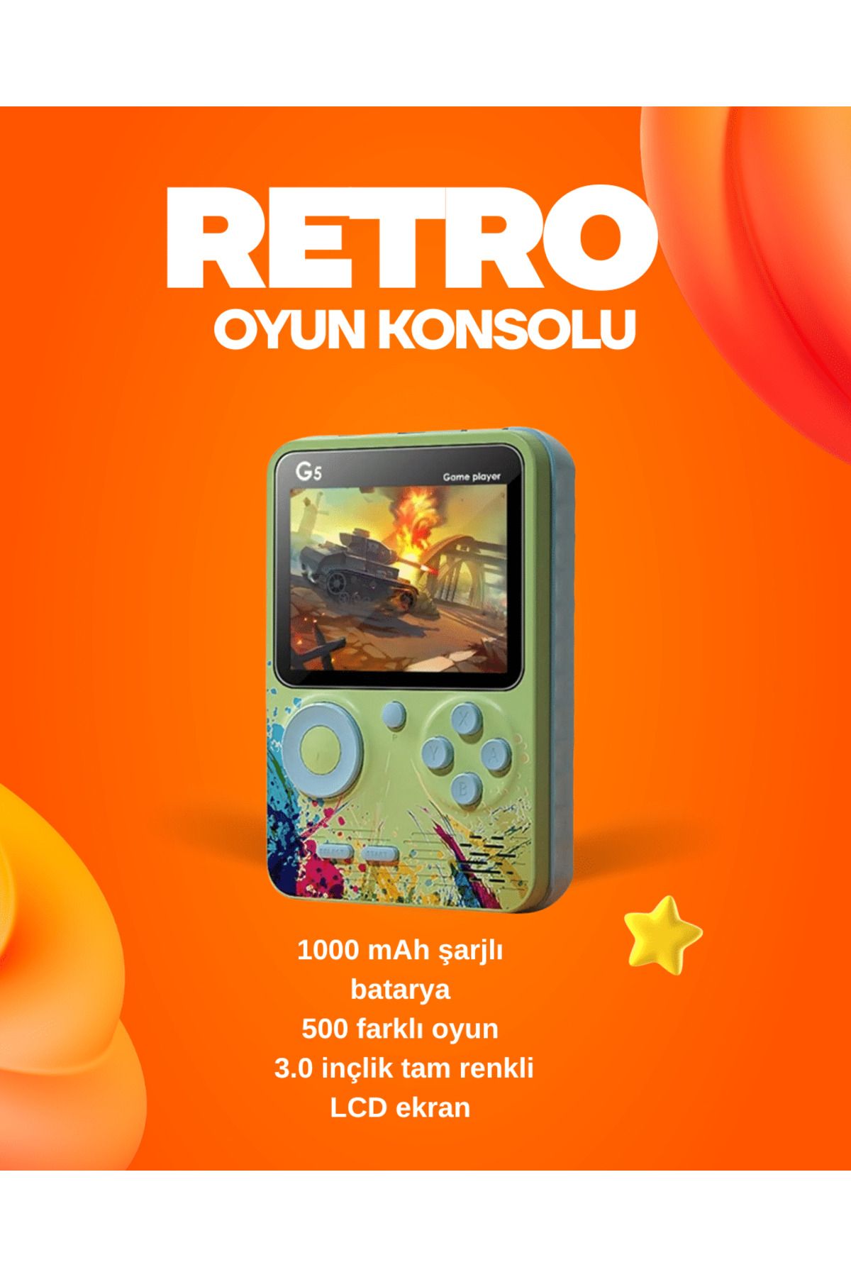 FTA TİCARET 500 Oyun Hafızalı G5 Game Box – Renkli LCD Ekranlı