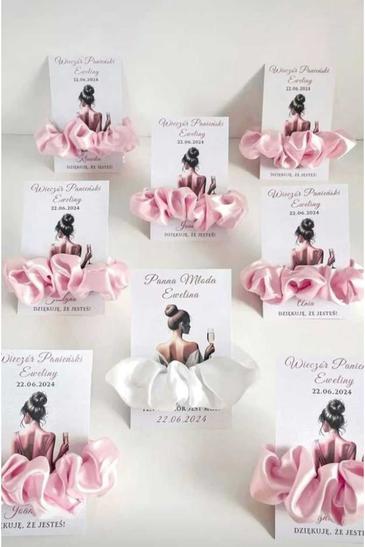 veraepoksi 20 ADET Saten Toka Kına Gecesi Hediyesi İncili Scrunchie Toka - Renk Seçenekli