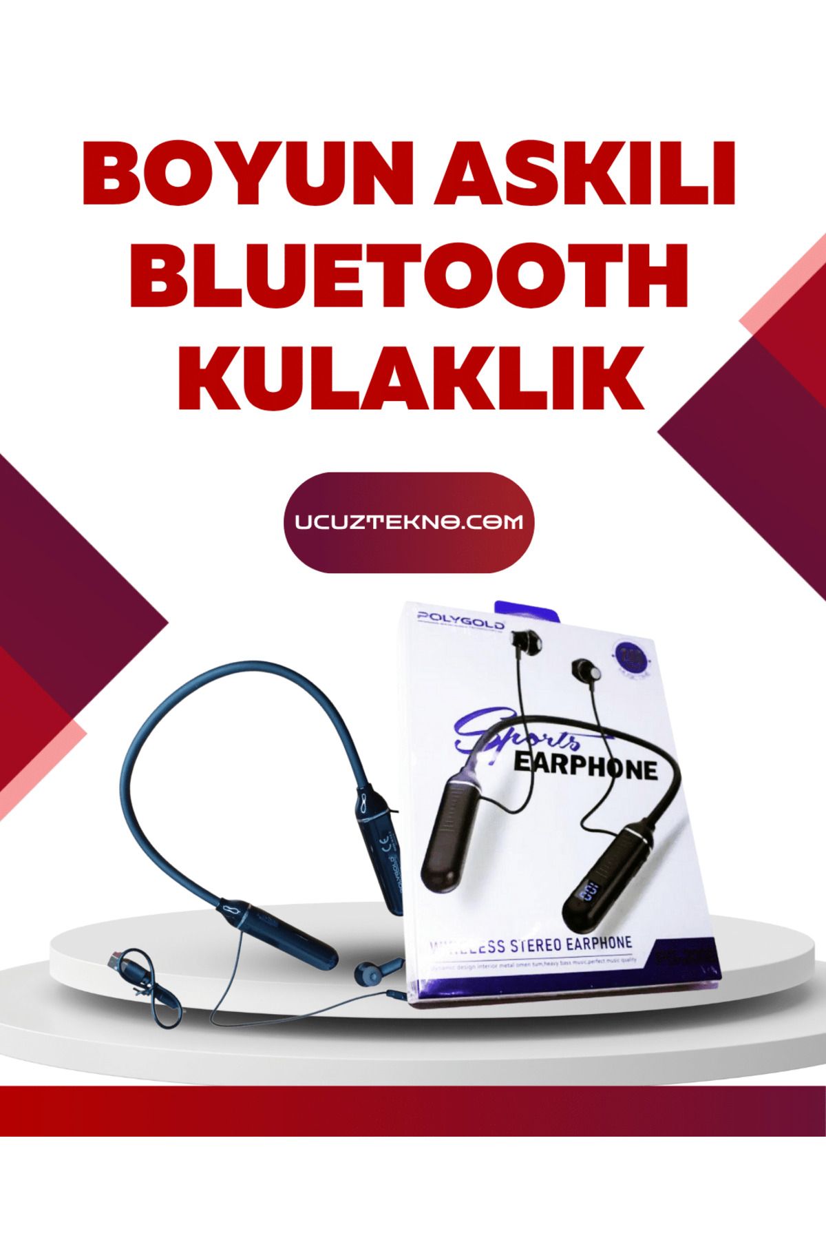 FTA TİCARET Polygold PG-100 Bluetooth Kulaklık – Ergonomik Boyun Bantlı Tasarım, Net Ses ve Konfor