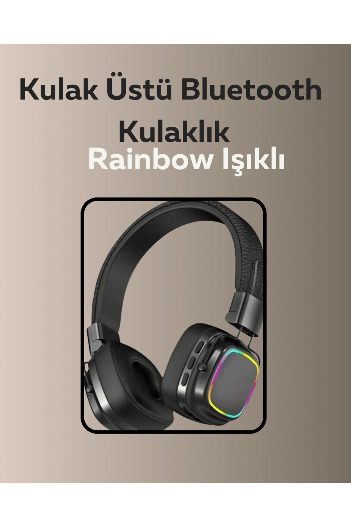 FTA TİCARET Bluetooth 5.3 Rainbow Işıklı Kulak Üstü Kablosuz Kulaklık