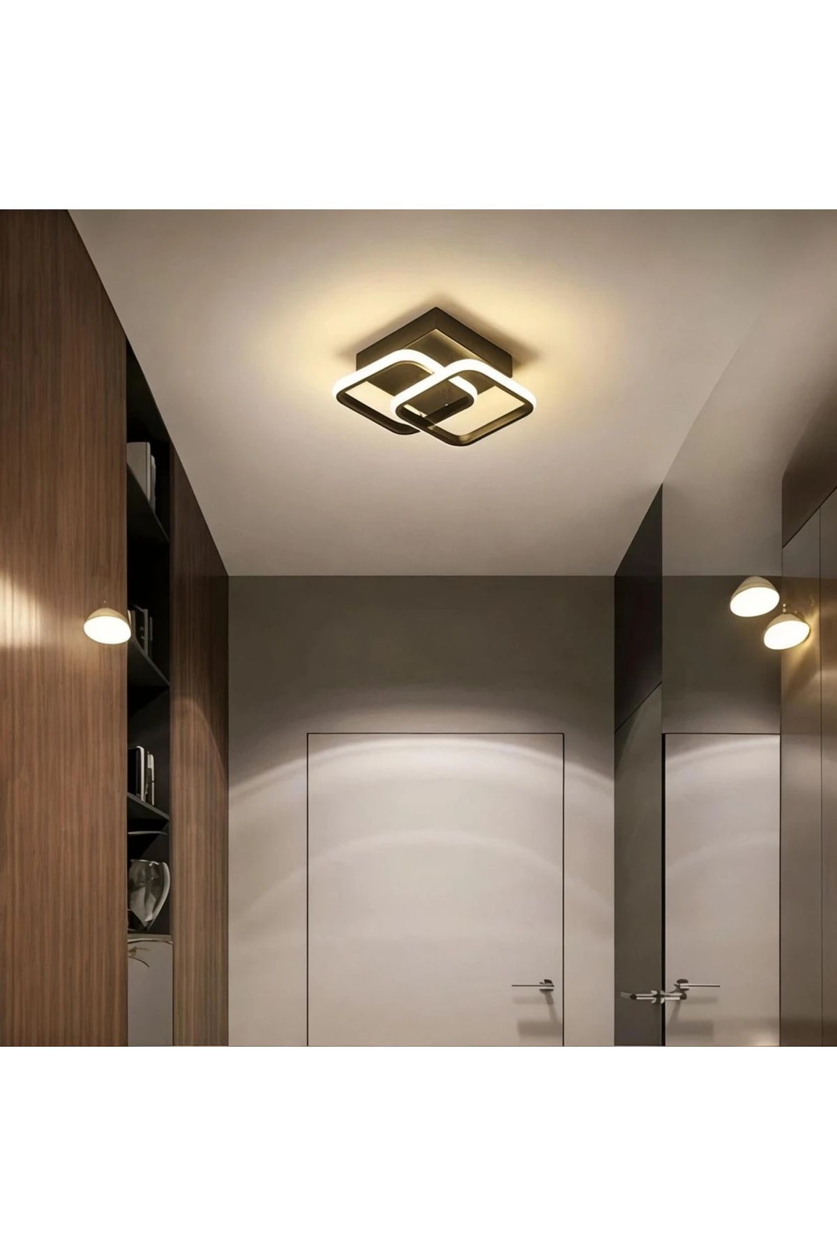 durulight Henna Siyah Kare Hol Koridor Giriş Yeni Ultra Süper Beyaz Ledli Avize