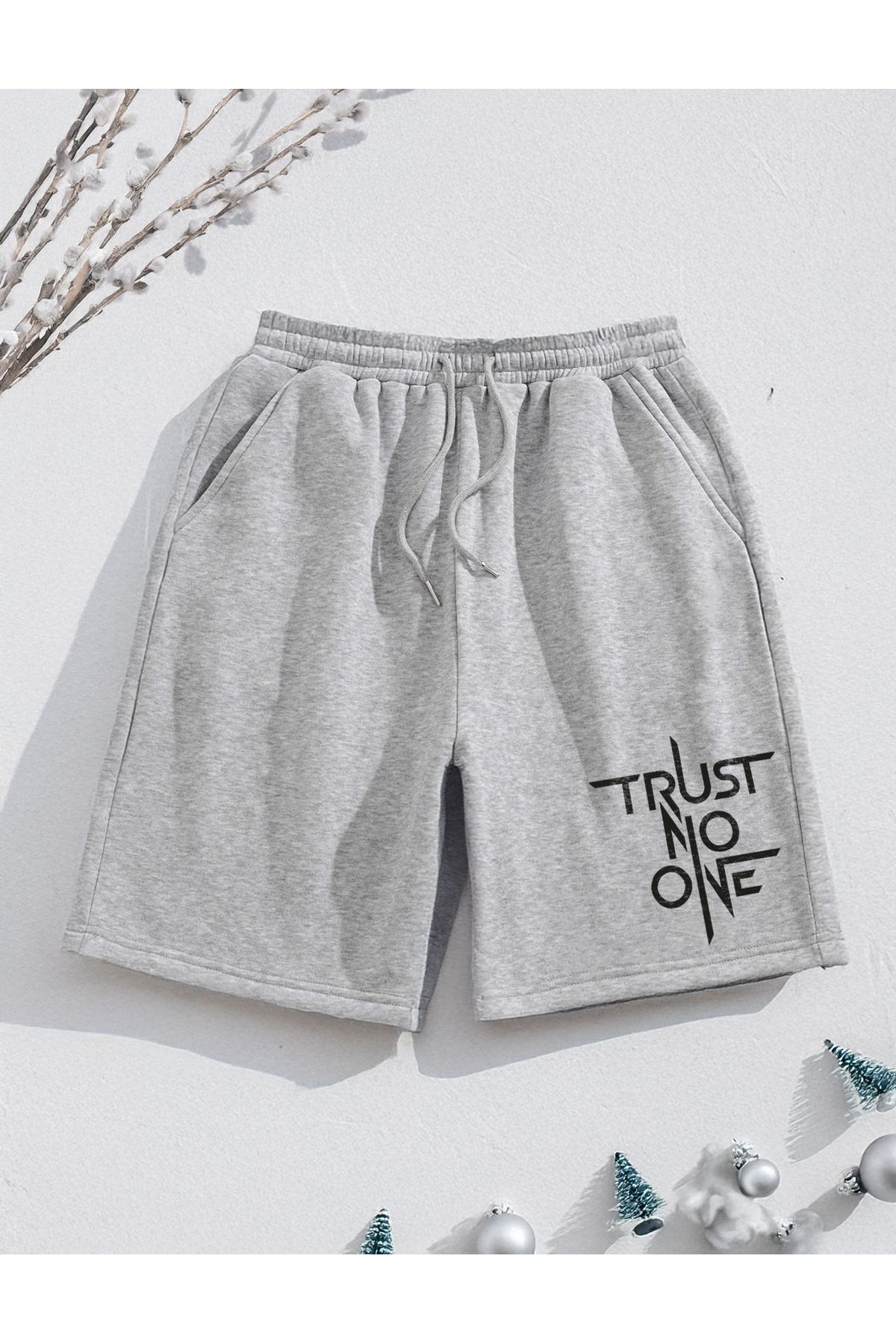 De Carte Trust No One Baskılı Sportif Likralı Siyah Erkek Şort