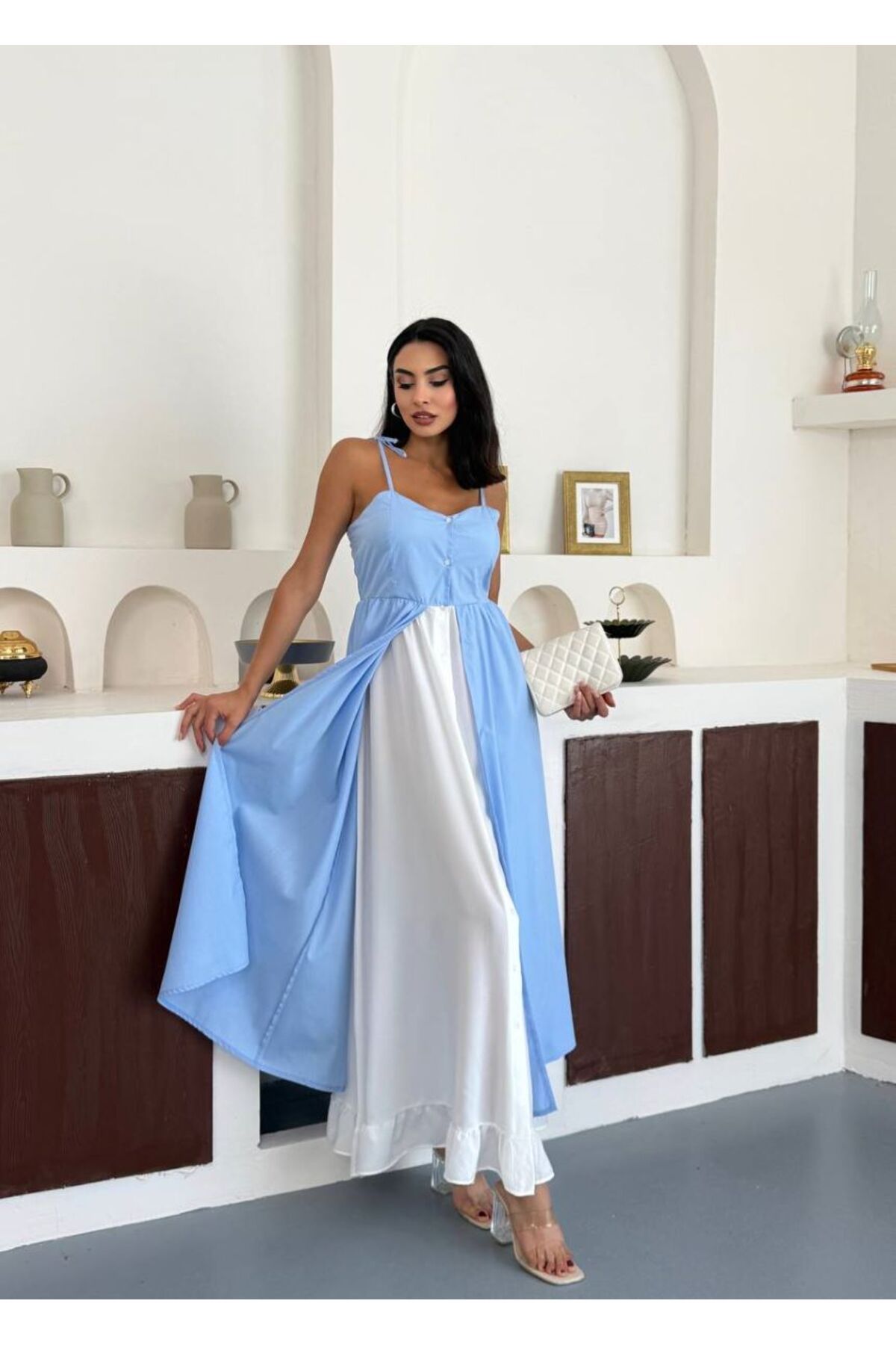 jennyfer garment İTHAL KREP DAKRON KUMAŞ TASARIM ELBİSE
