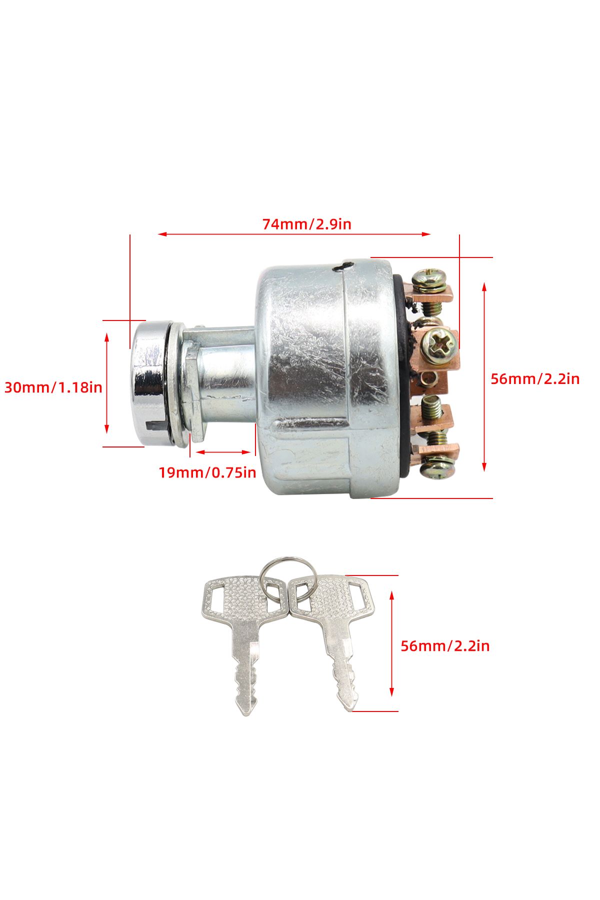 Choice-Ignition Starter Key Switch with 4 Position 6 Terminal 2 Keys Replacement for 20Y-06-24680,22B-06... 2