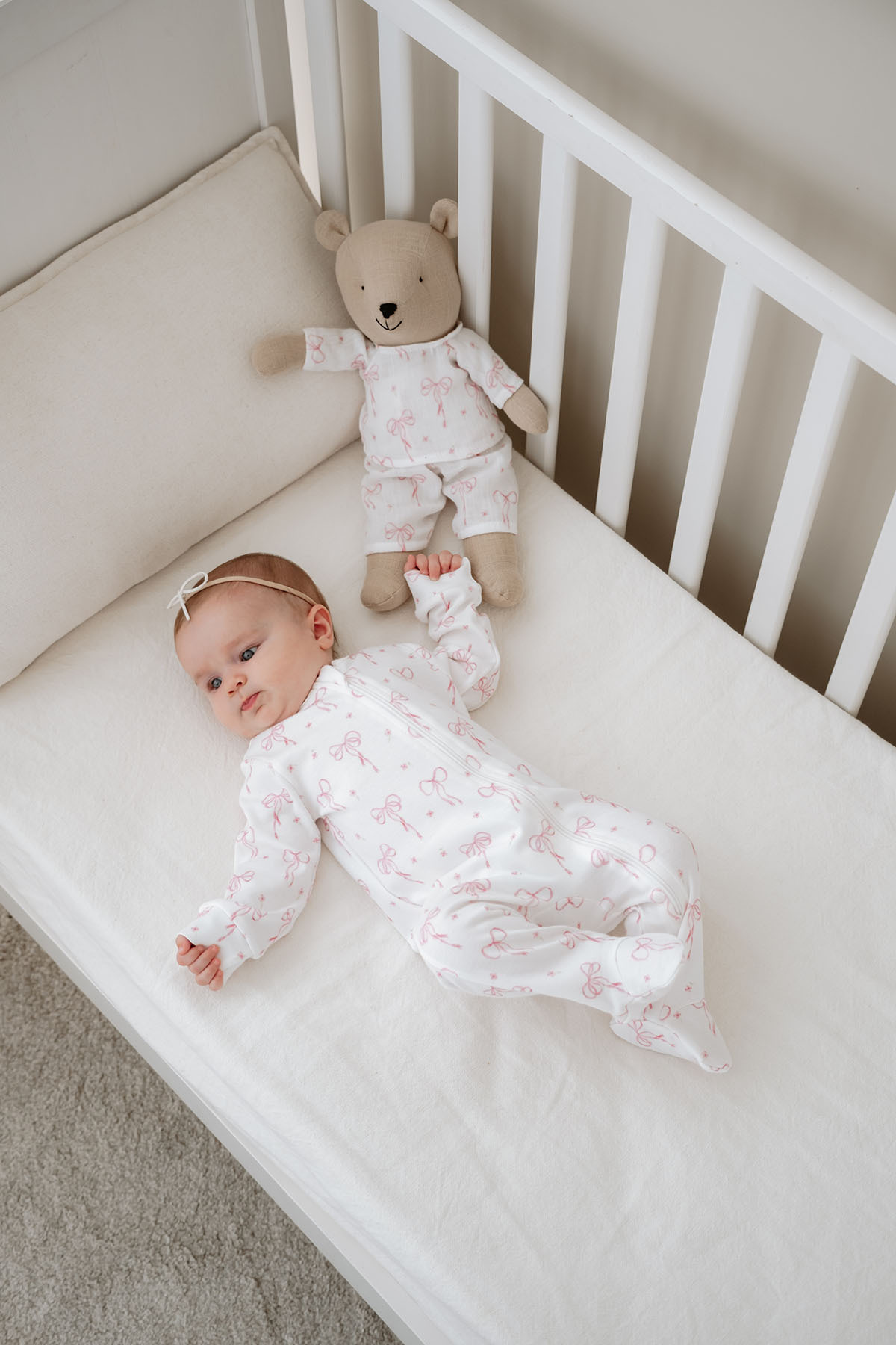 Tuğba Kuğu 0.3 TOG Fermuarlı Patikli Bebek Tulumu - Pureline Series - Dainty Bows fotoğrafı 4 (önizleme)