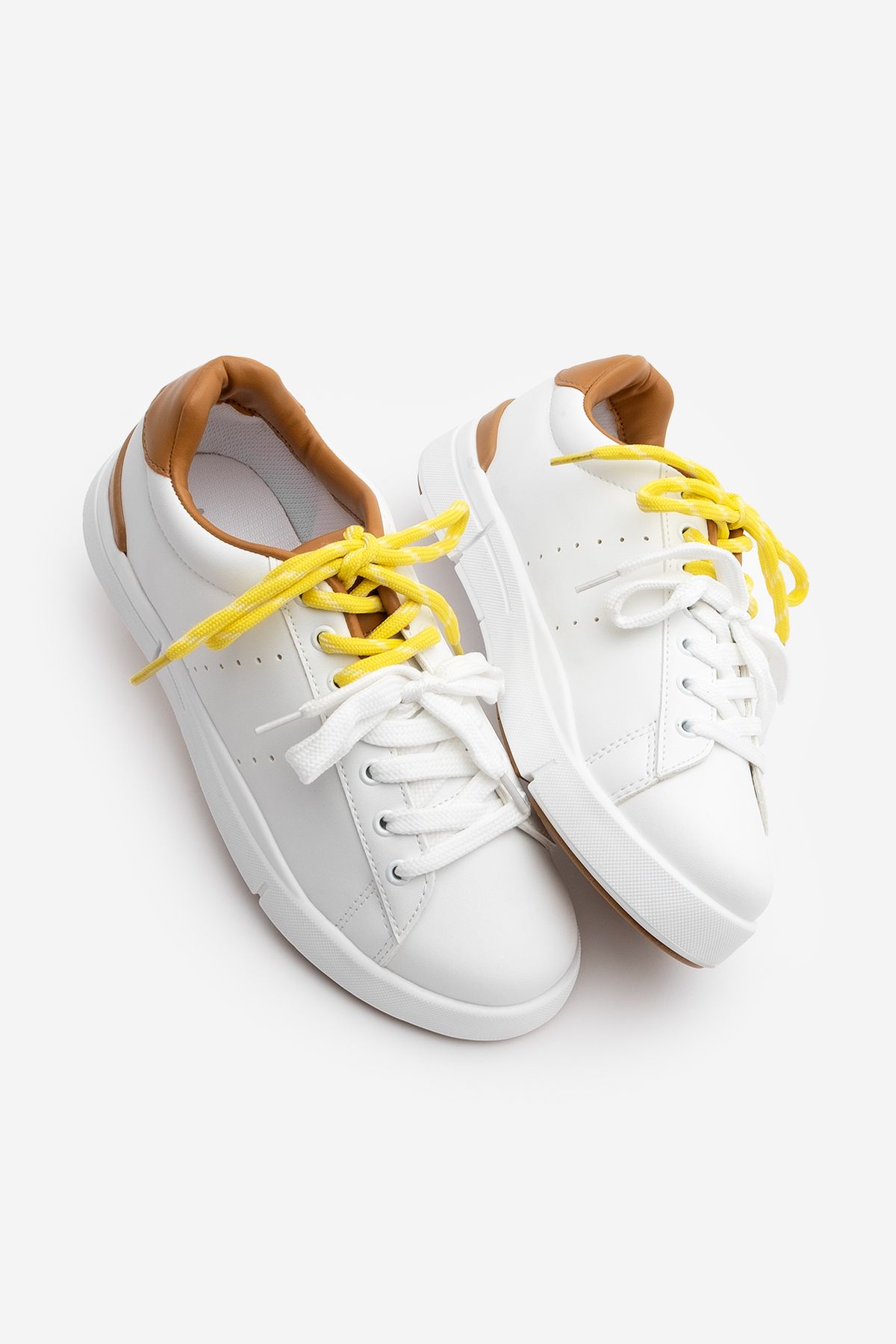 Marjin Kadın Sneaker Çift Bağcıklı Spor Ayakkabı Zemila Camel
