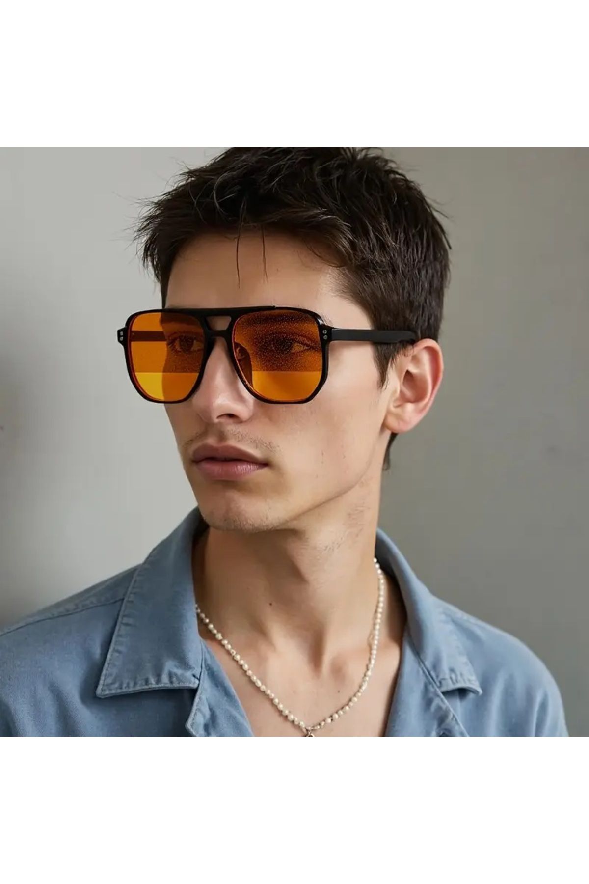 DEPOKON Yeni Sezon Turuncu Cam Siyah Çerçeve Unisex Güneş Gözlüğü