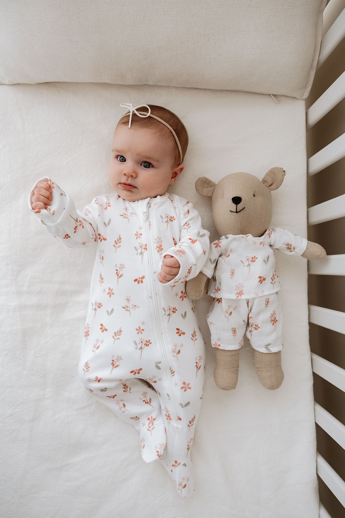 Tuğba Kuğu Fermuarlı Patikli Bebek Tulumu - Pureline Series - Soft Bloom
