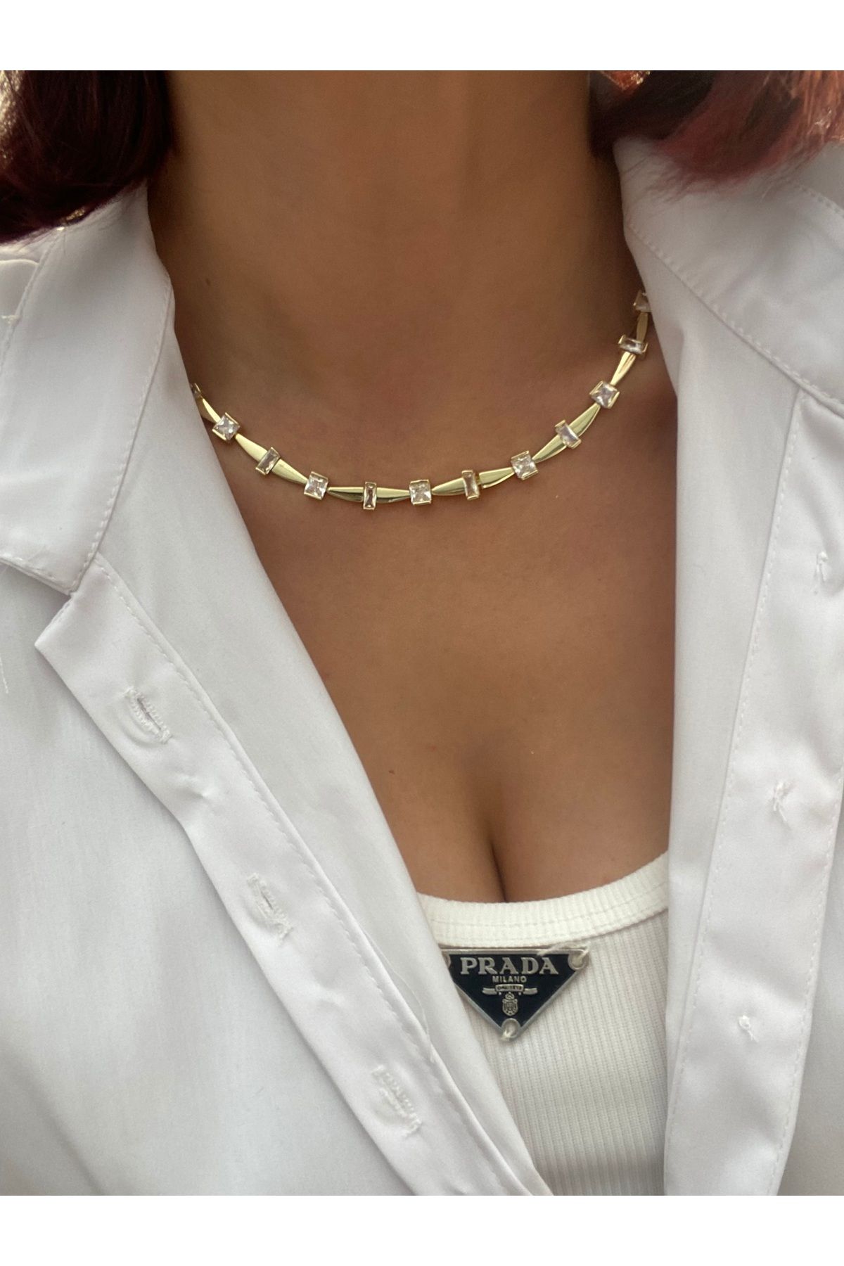 Byoz store 14k altın kaplama vip seri yeni sezon taşlı vip kolye