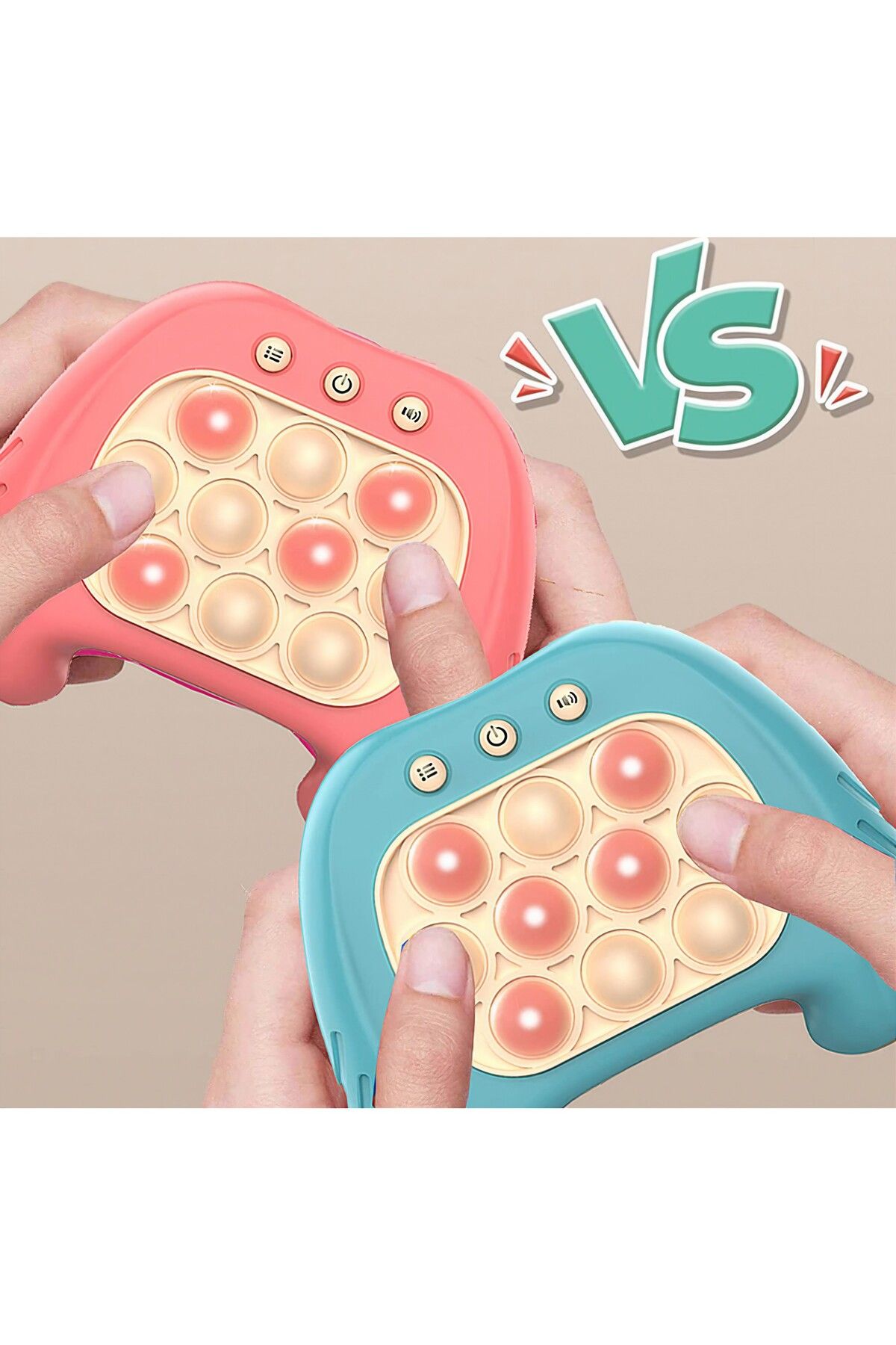 Teo-Pop It Game, , console, interactive game, antistress, with batteries, Abs and silicone, Pink, 12 x 10 x 5.8 cm 5