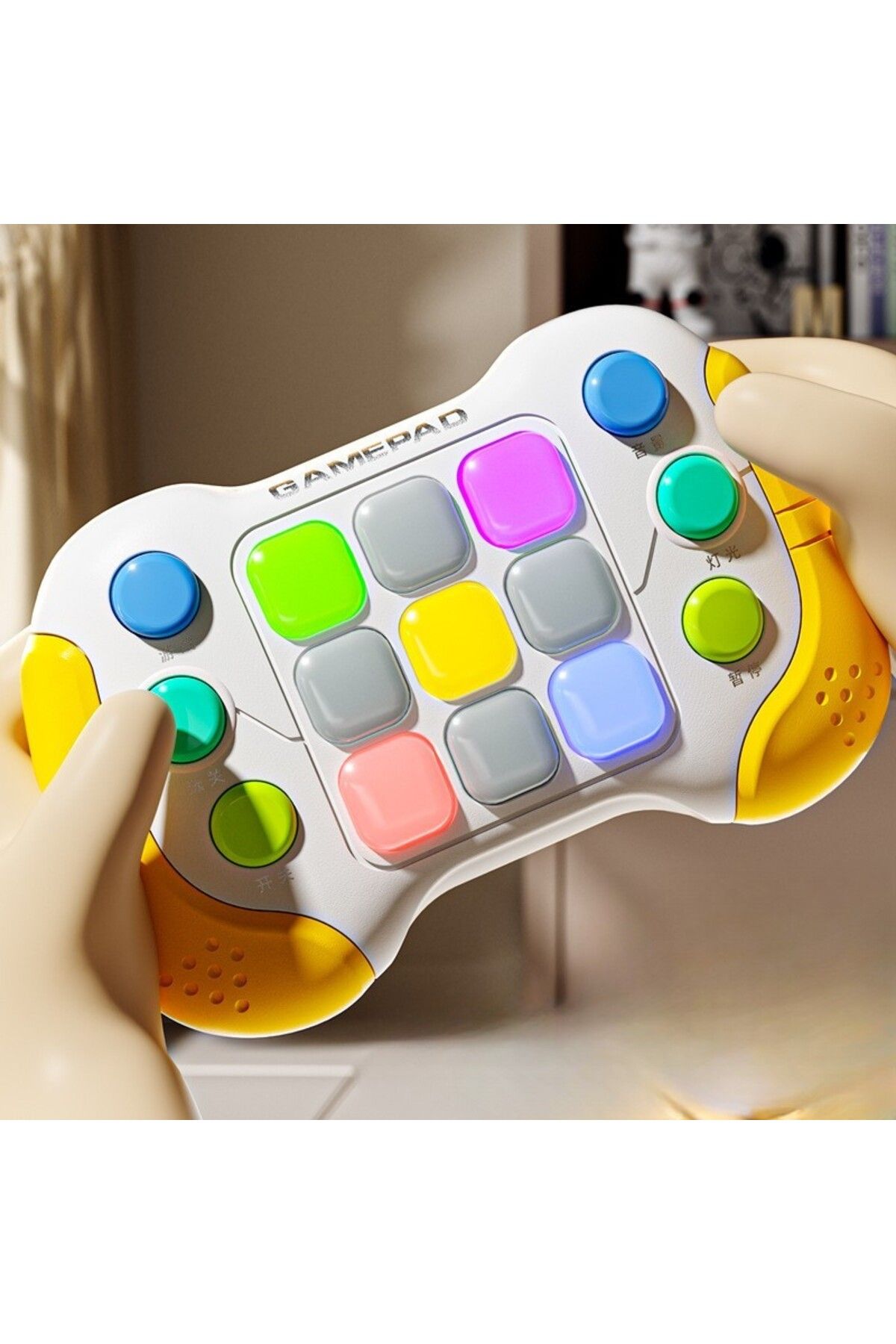 Flippy-Interactive Toy, Pop It Console, 6 Buttons, 5 Modes, 600 Levels, 3 Years, Yellow/gray 3
