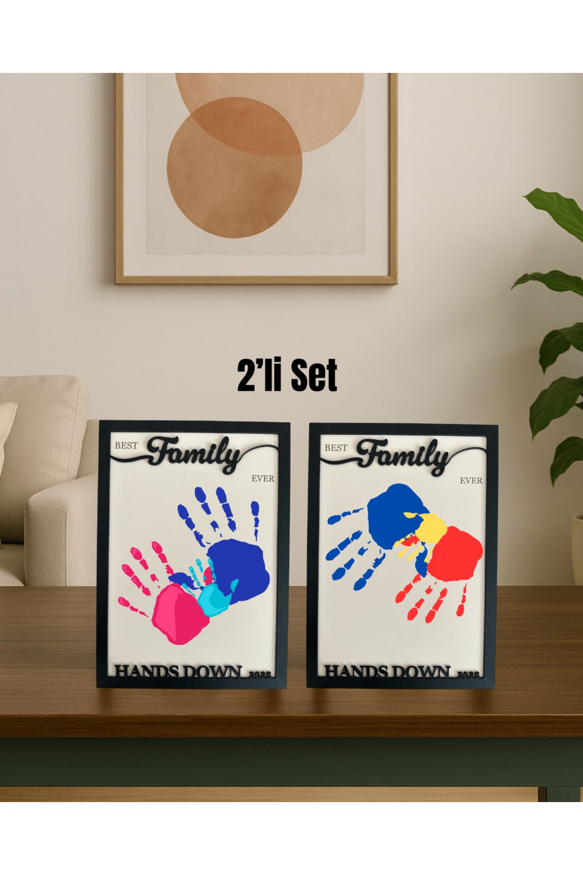 Avuç İzim Aile El İzi Tablosu – 2’li Set | Best Family Ever (2025) | Kişiye Özel Anı Çerçevesi