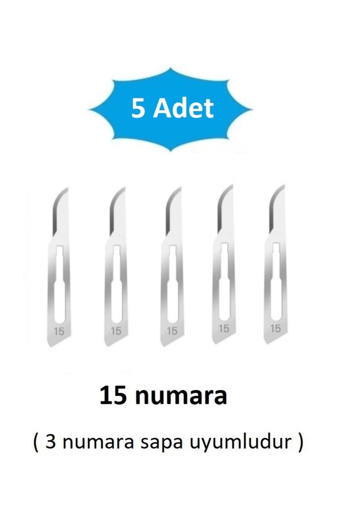 QBR Home 5li paket 15 numara Ahşap Heykel Oyma Sanat Yedek Bıçağı. Geçirmeli Tip ( 3 numara sapa uyumlu )