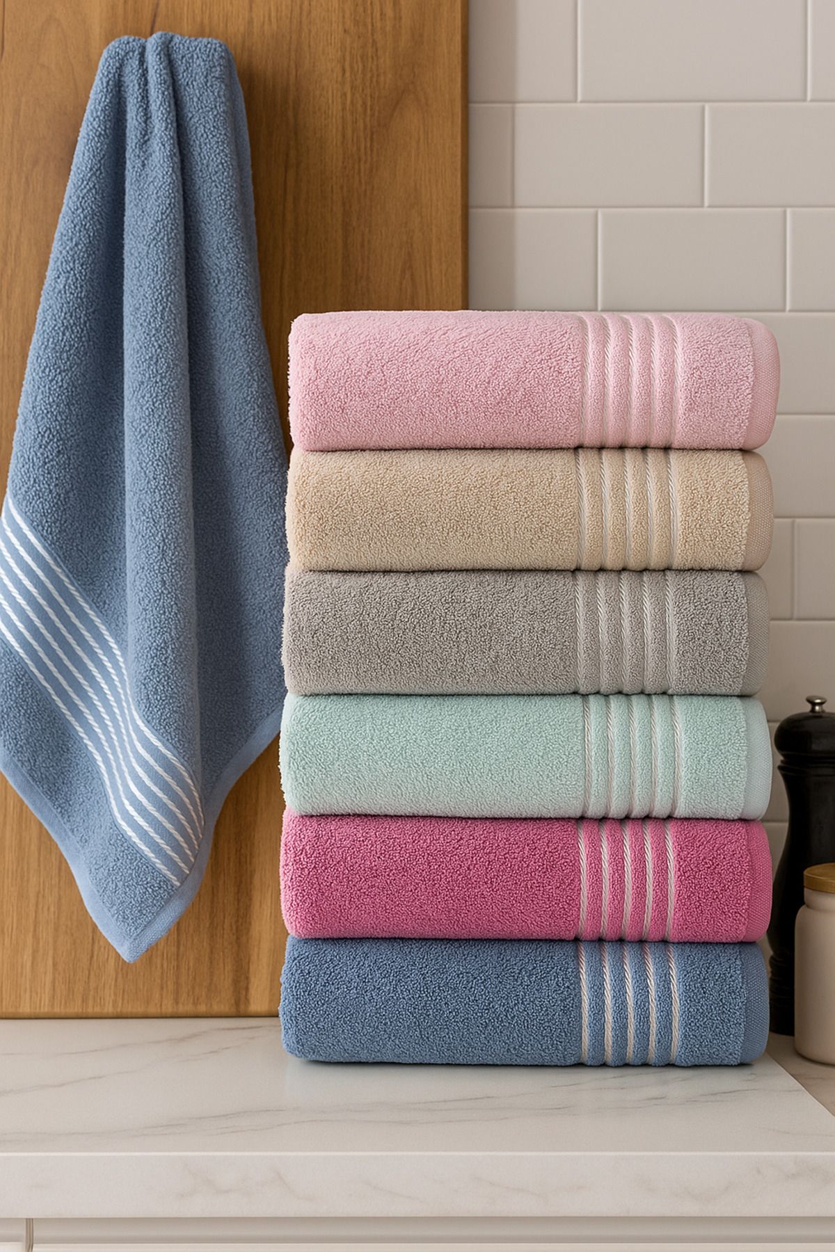 AYHANHOME 6 Adet Jakarlı Çeyizlik 90x150 Banyo Havlusu