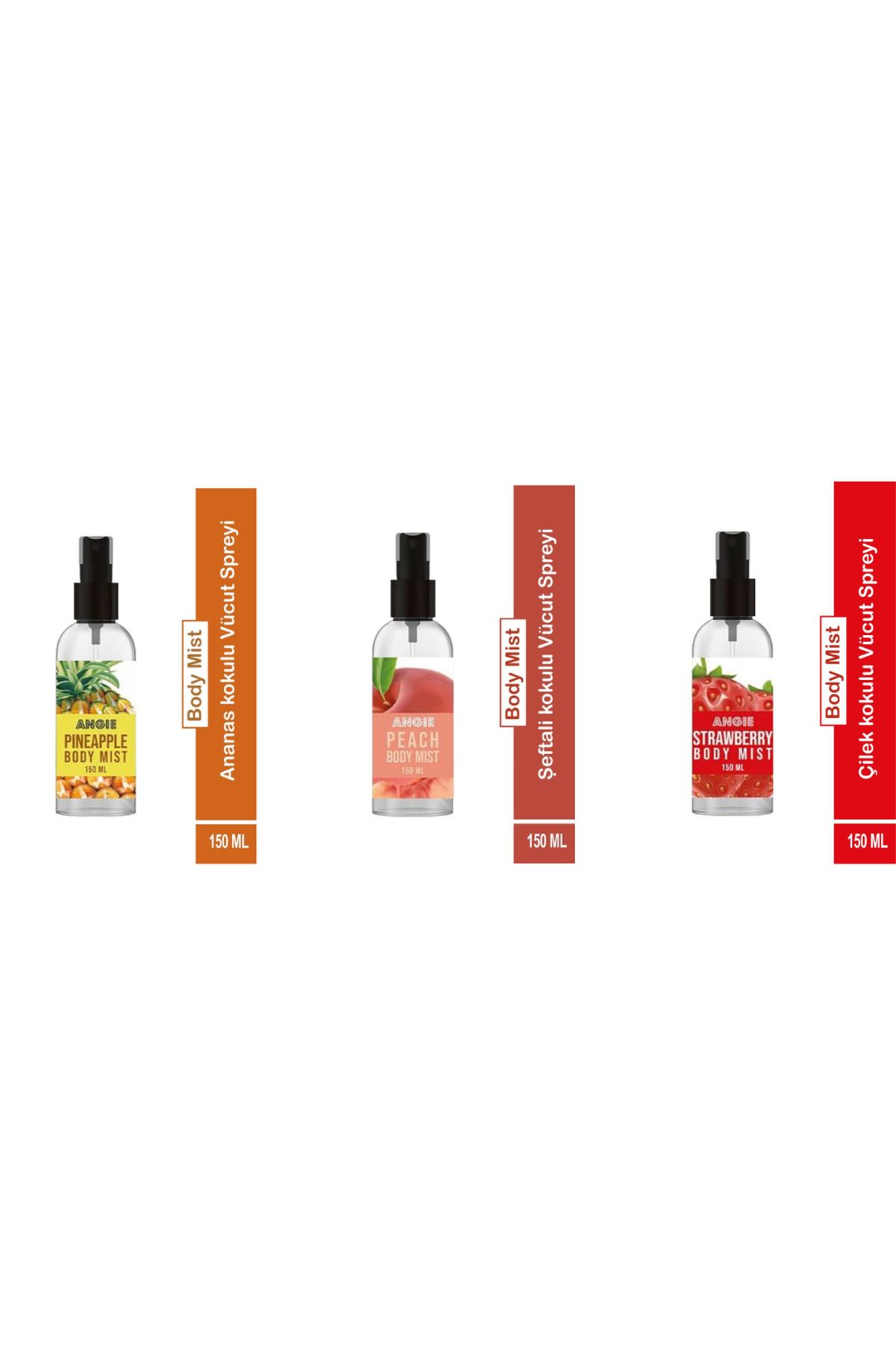 Rebul ANGIE MEYVE VÜCUT SPREYİ 3x150 ML (PINEAPPLE, PEACH, STRAWBERRY)