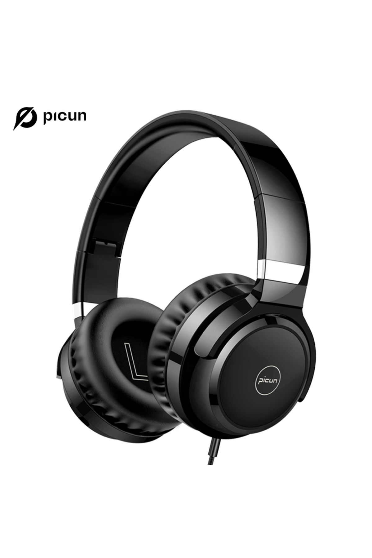Picun-Black Picun C60 Wired On-Ear Headphones with Mic & Volume Control Noise Isolating Computer Wired 1