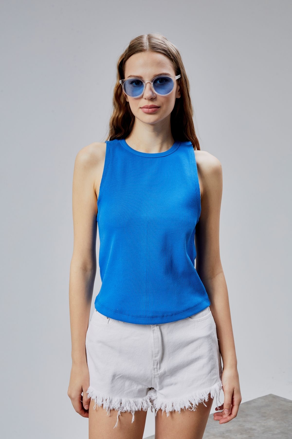 TF The Fancy For You Kadın Halter Yaka Kolsuz Basic Crop Bluz