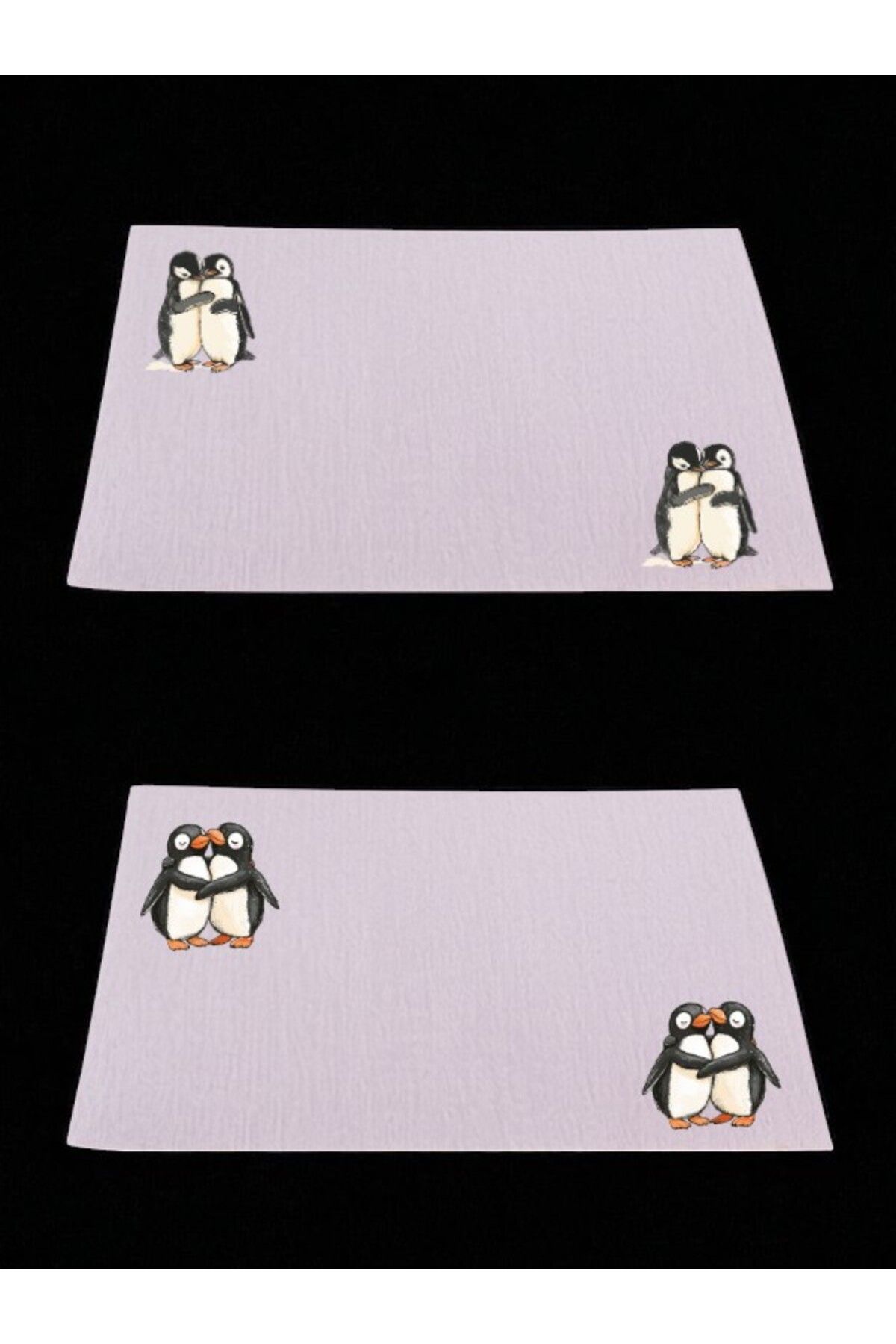 lili hediyelik Penguenler Baskılı Mutfak Masası 2'li Keten Servis Bezi 28x40 Cm Amerikan Servis