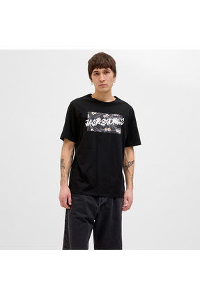 Jack & Jones Bisiklet Yaka Siyah Erkek T-Shirt 12269324_JJHAWAII SHAPE TEE SS...