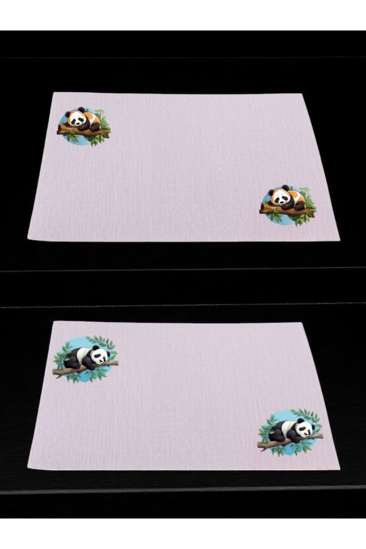lili hediyelik Panda Baskılı Mutfak Masası 2'li Keten Servis Bezi 28x40 Cm Amerikan Servis