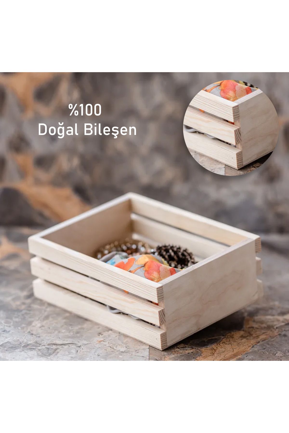 teknotrust Ahşap Kasa, Organizer, Saklama ve Düzenleme Kutusu 25x25 cm