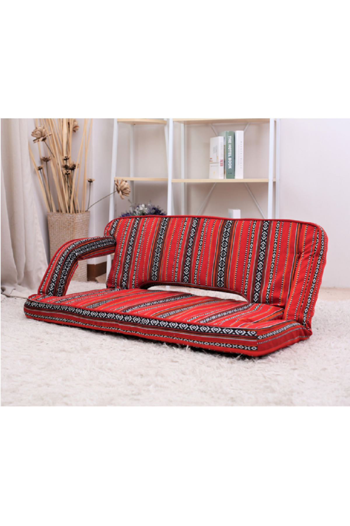 كنب عربي أرضي بوليستر قابل للطي أحمر لشخصين