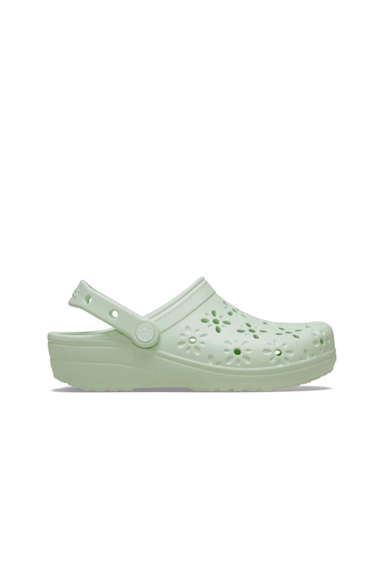 Crocs Classic Floral Cut Out Clog Kadın Terlik - Mint