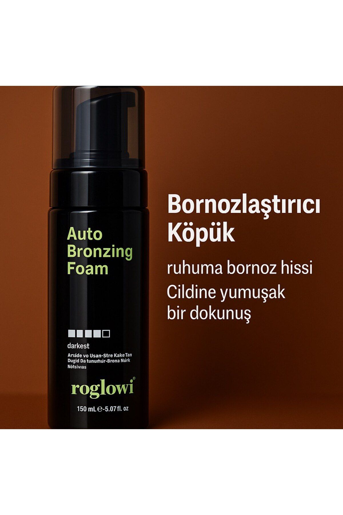 roglowz Bronzlaştırıcı Set – Köpük, Makyaj Fırçası ve Eldiven | Doğal & Kalıcı Bronzluk Güneşsiz