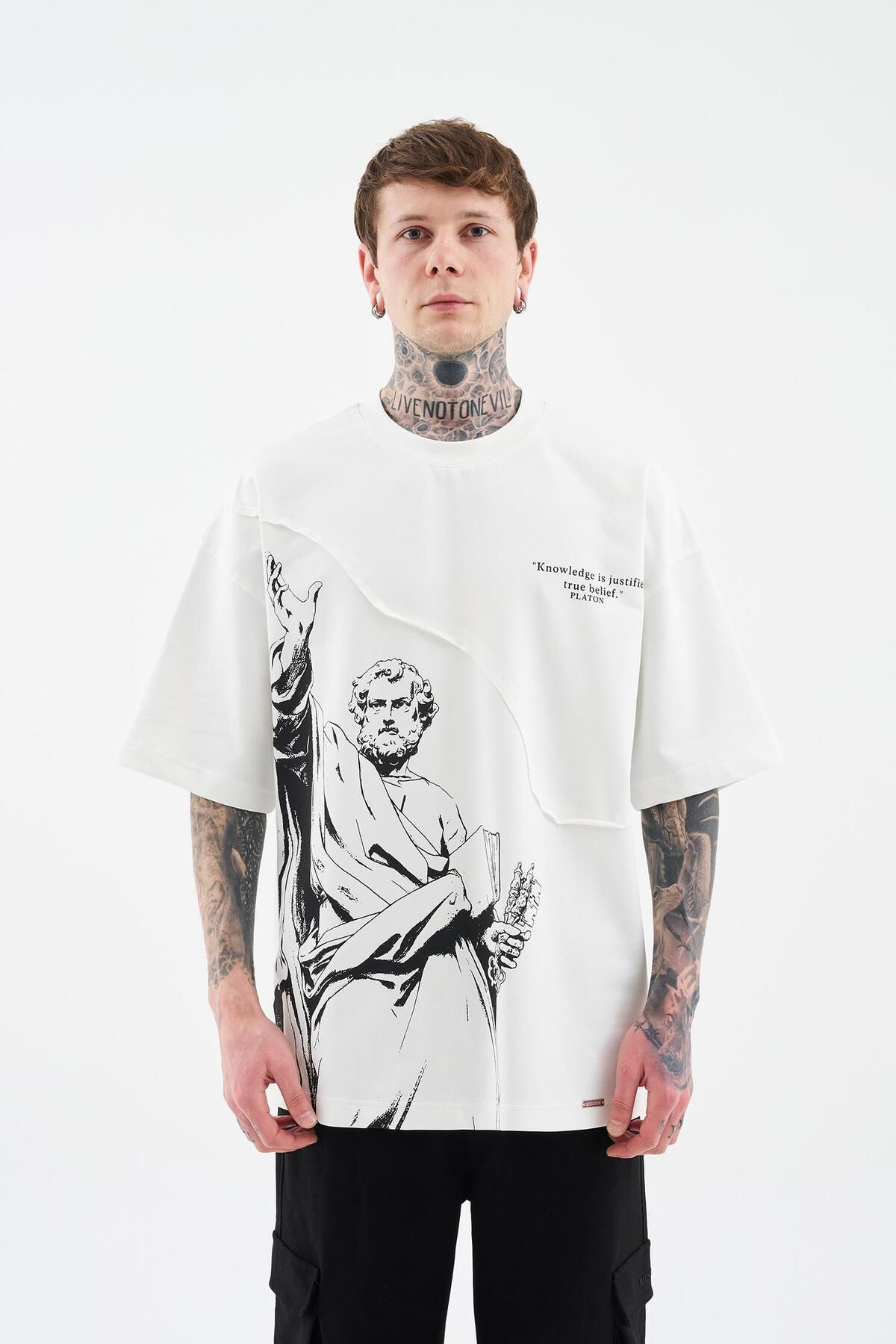 Machinist-Men's Lock and Key Oversize Ecru T-Shirt 5