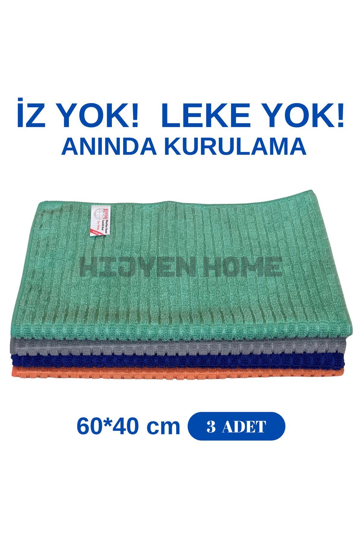 HİJYEN HOME 40X60 MİKROFİBER GENEL TEMİZLİK BEZİ /SİHİRLİ BEZ/MUTFAK BEZİ 60gr (3 ADET)