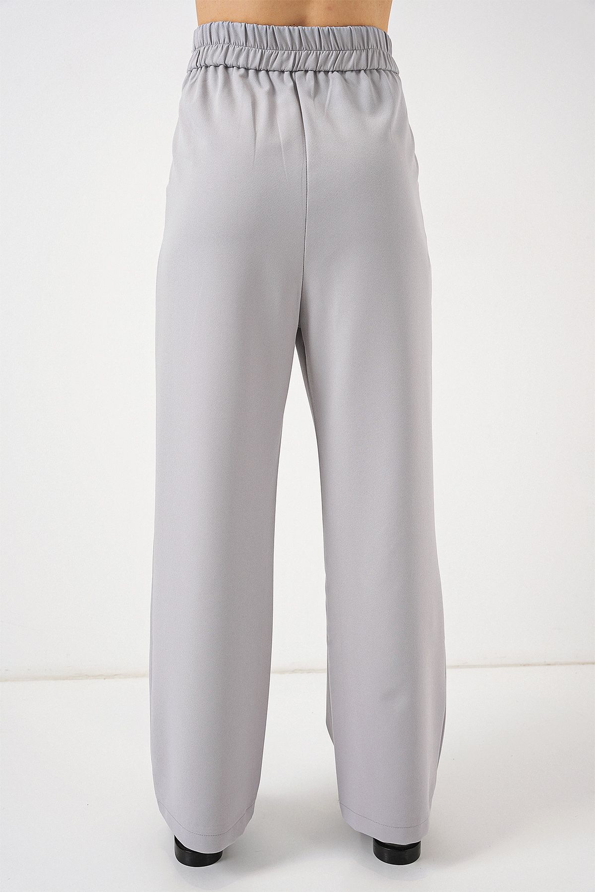 Bigdart-6612 High Waist Fabric Trousers - Gray 6